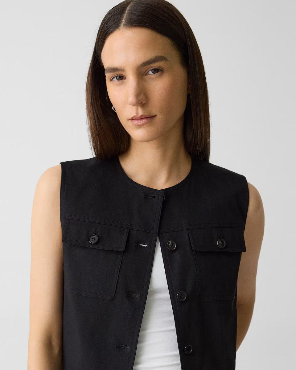 Trucker Vest in Good Linen