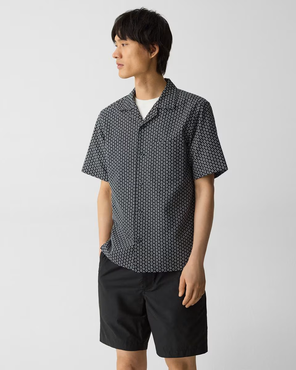 Noll Camp Shirt in Geometric Cotton