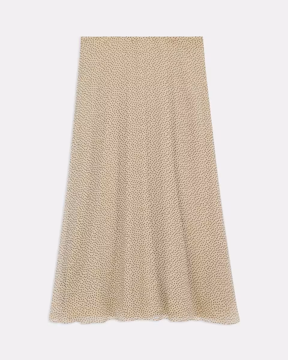 Flared Midi Skirt in Polka Dot Silk