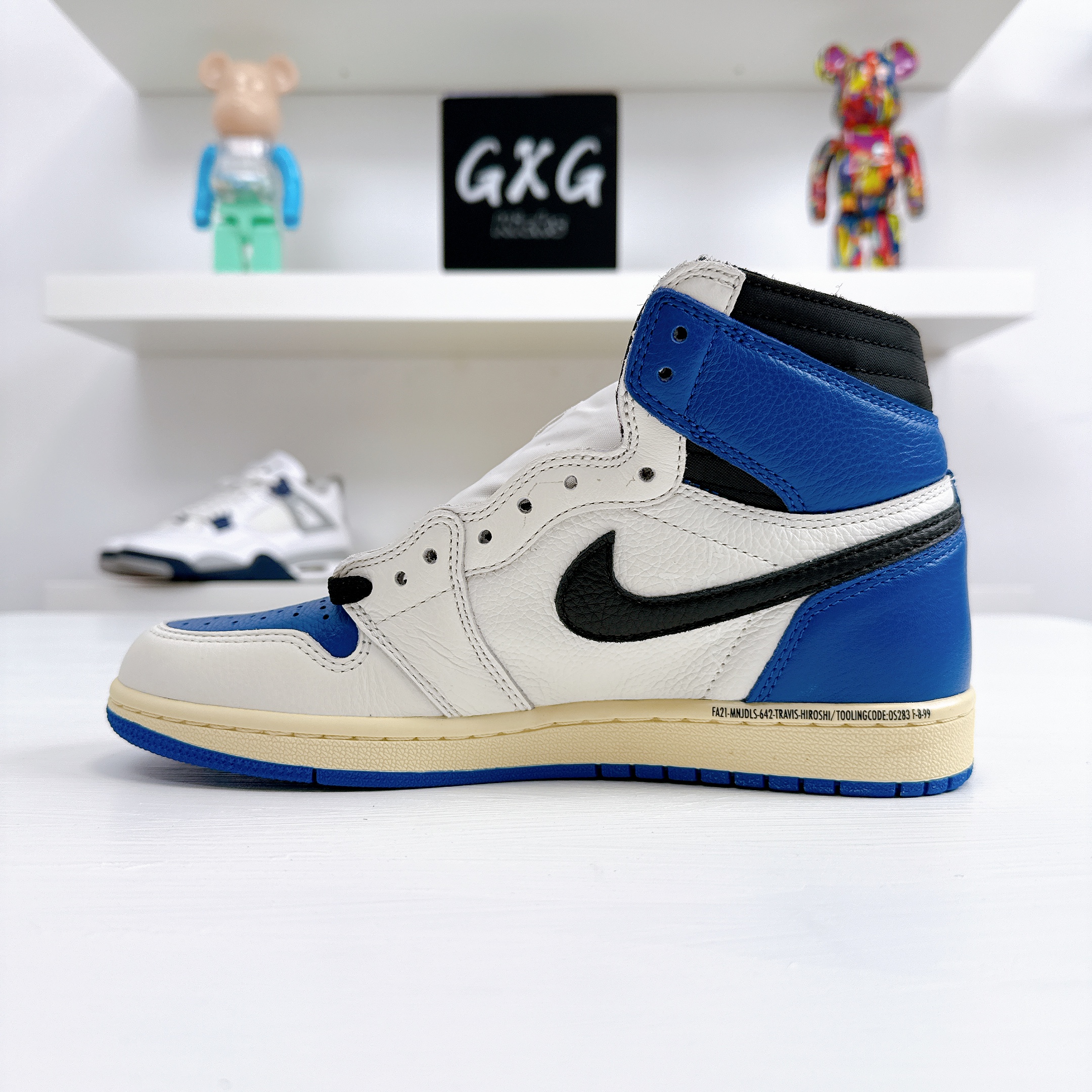 Air Jordan 1 Retro High x Fragment Design x Travis Scott 'Sail Black Military Blue' DH3227-105