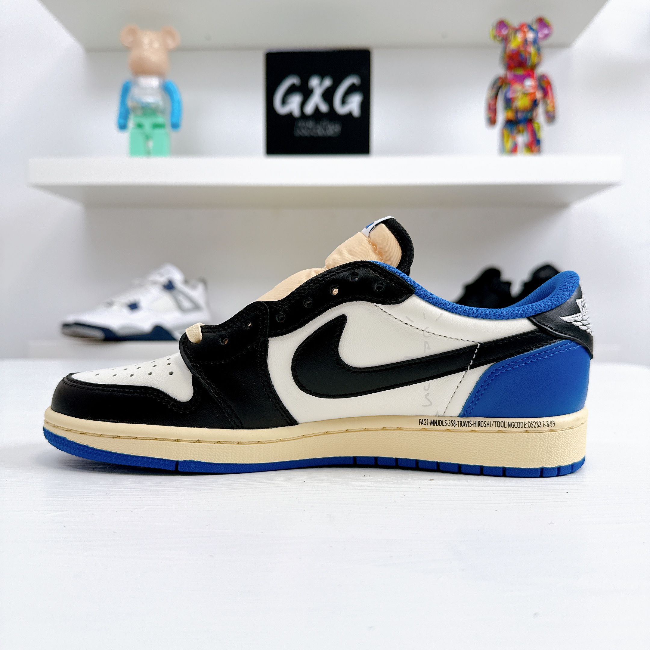 Air Jordan 1 Retro Low x Fragment Design x Travis Scott x 'Sail Black Military Blue' DM7866-140