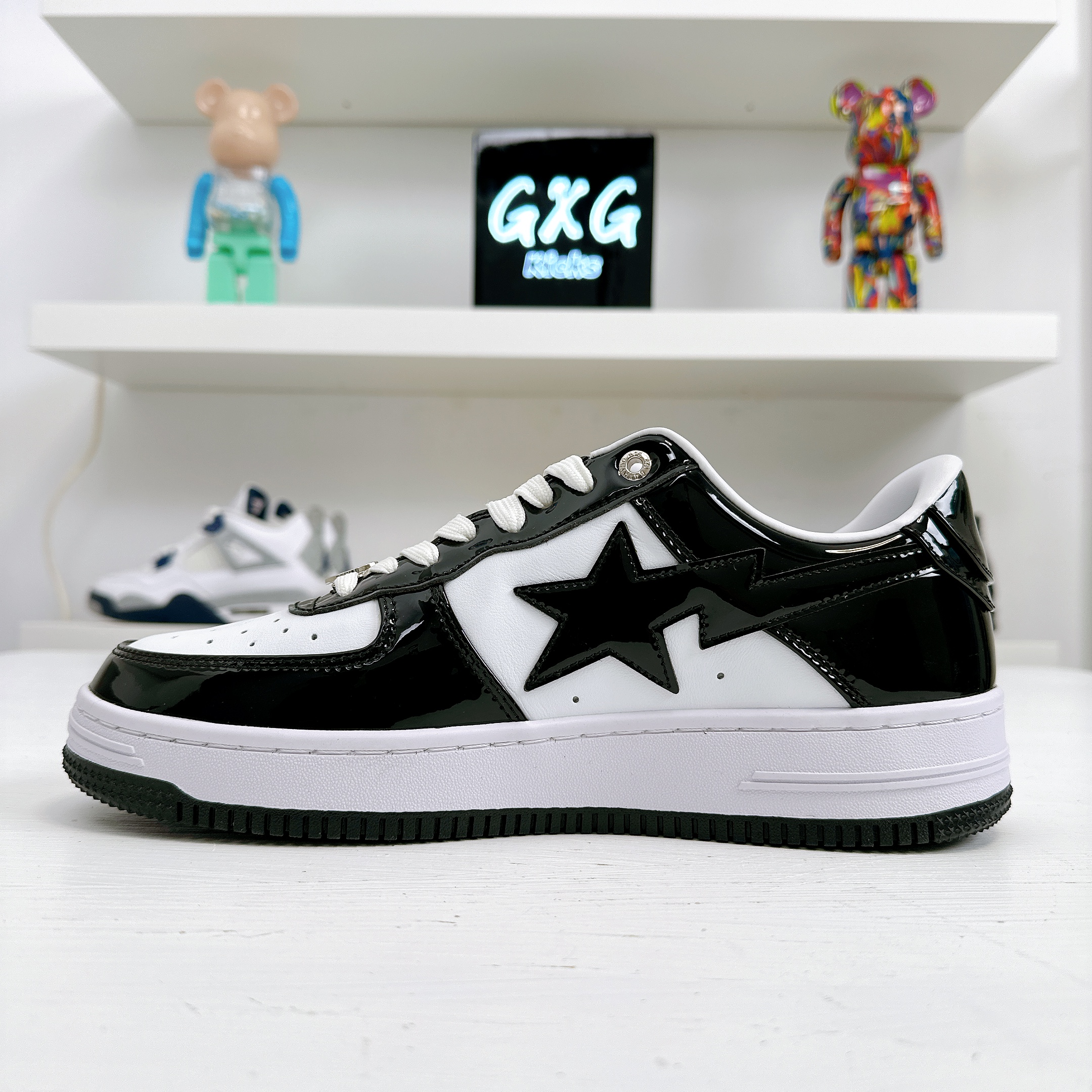 A Bathing Ape Bape Sta Patent Leather 'Black White' 1I70-191-002-BLACK