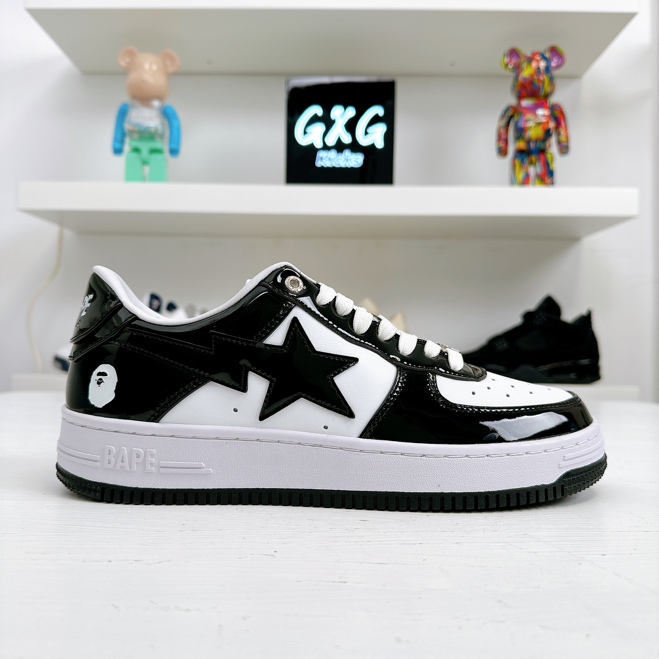 A Bathing Ape Bape Sta Patent Leather 'Black White' 1I70-191-002-BLACK
