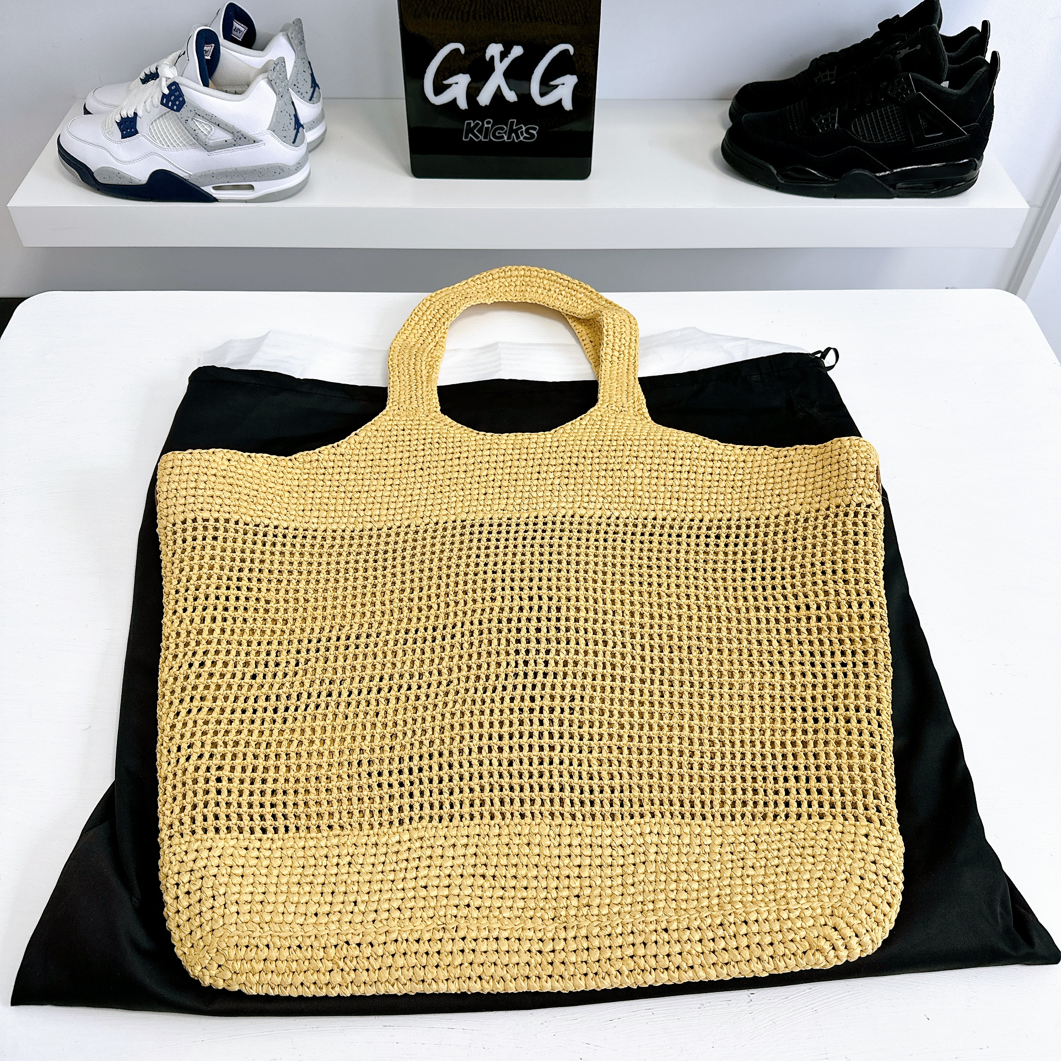 Saint Laurent Raffia Icare Tote Bag