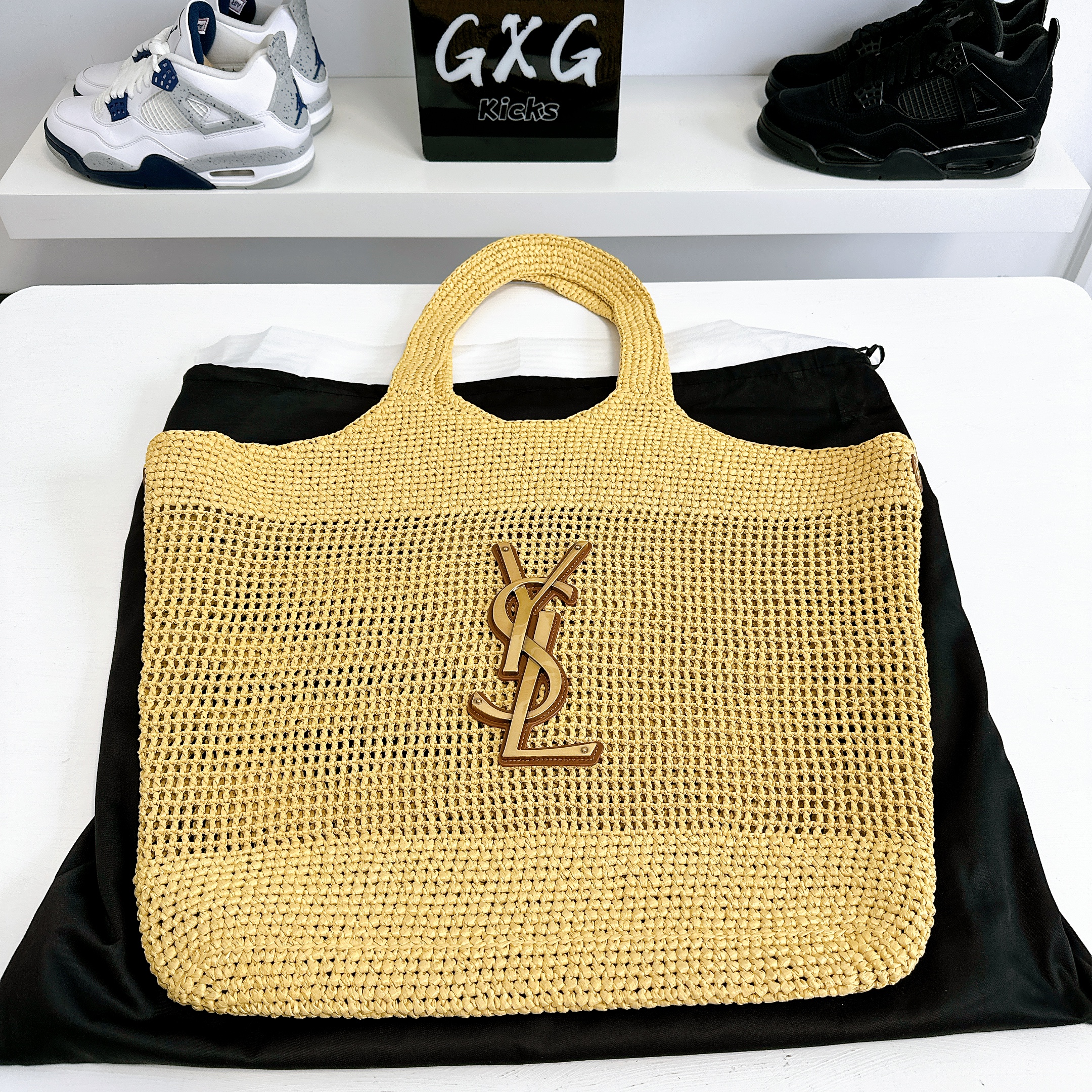 Saint Laurent Raffia Icare Tote Bag