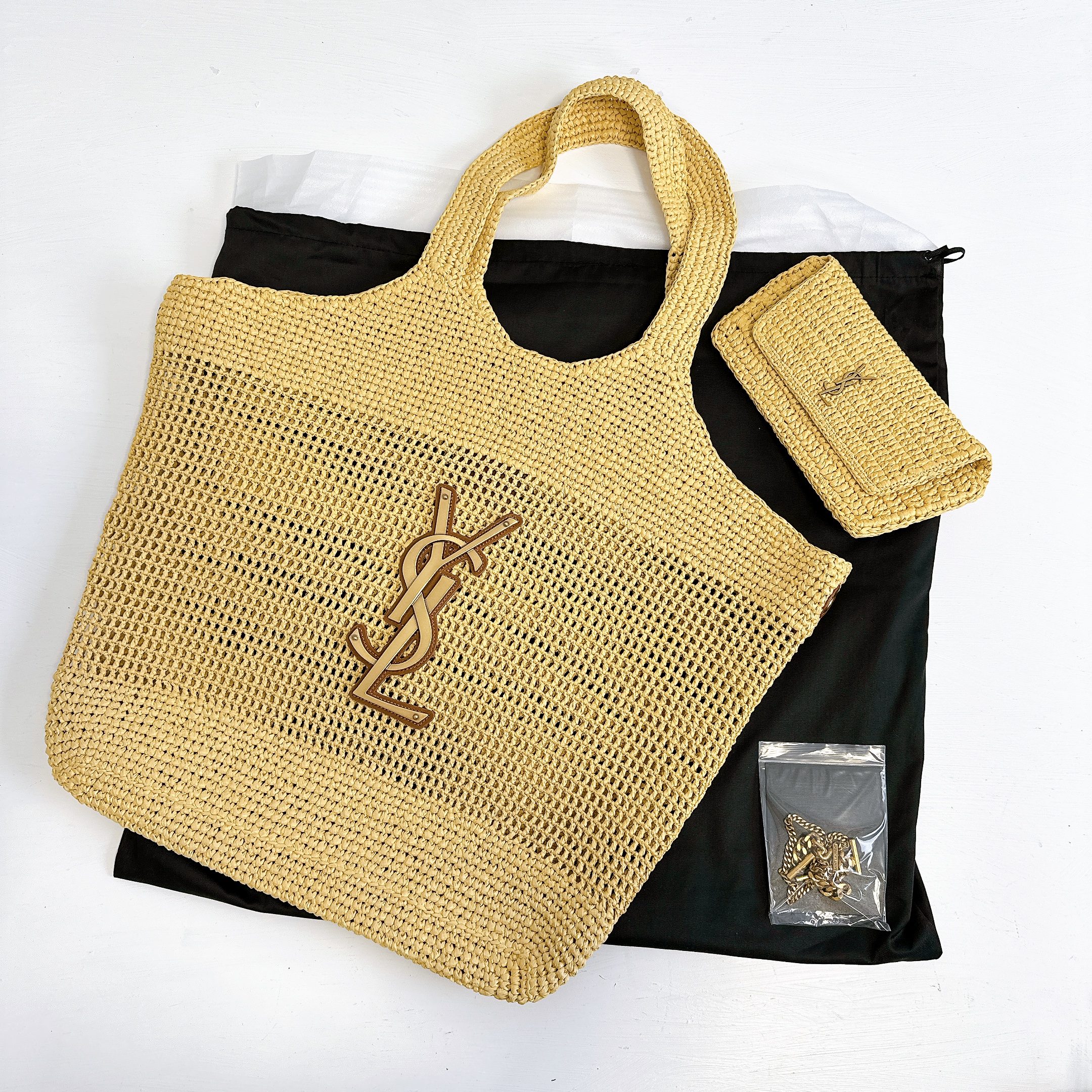 Saint Laurent Raffia Icare Tote Bag