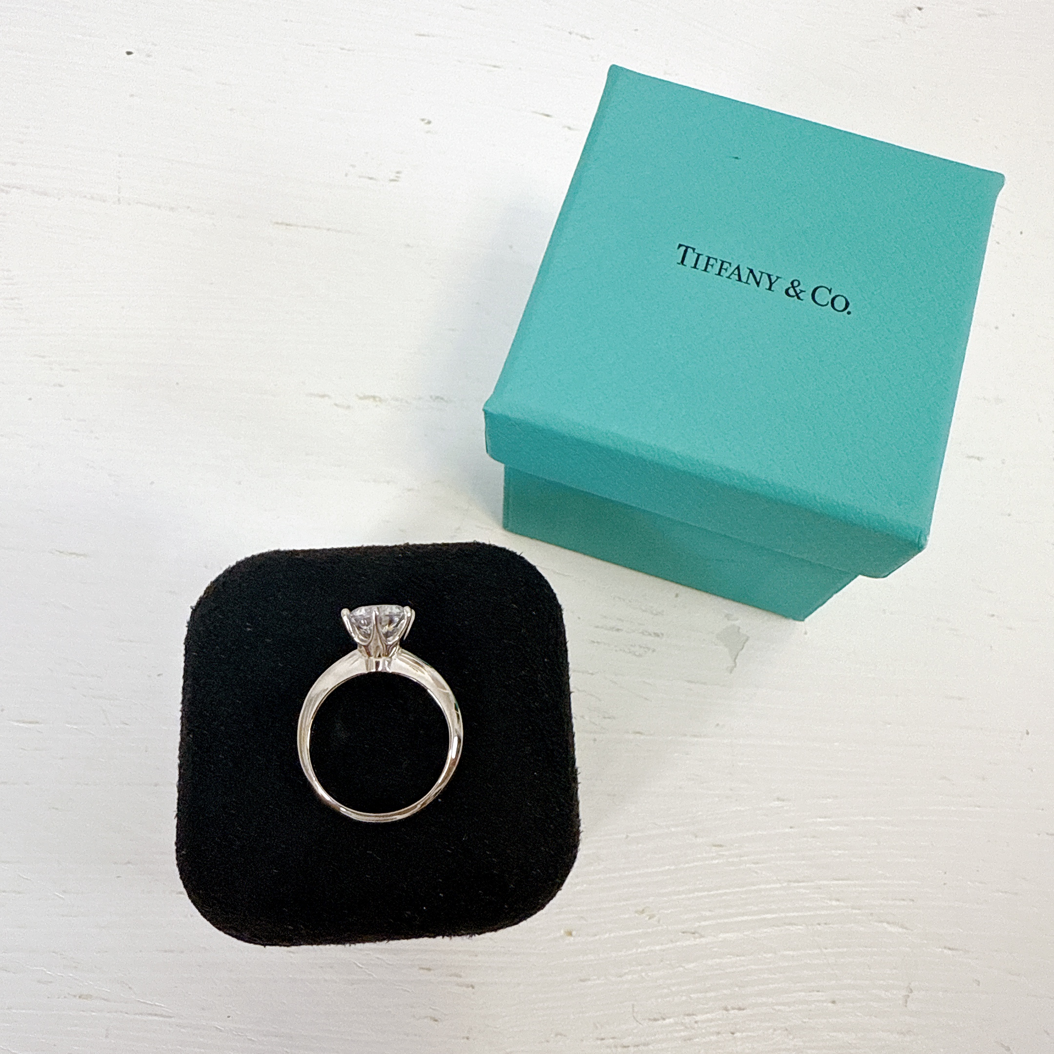 Tiffany & Co Platinum and Diamond Round Engagement Ring 1.10 CT
