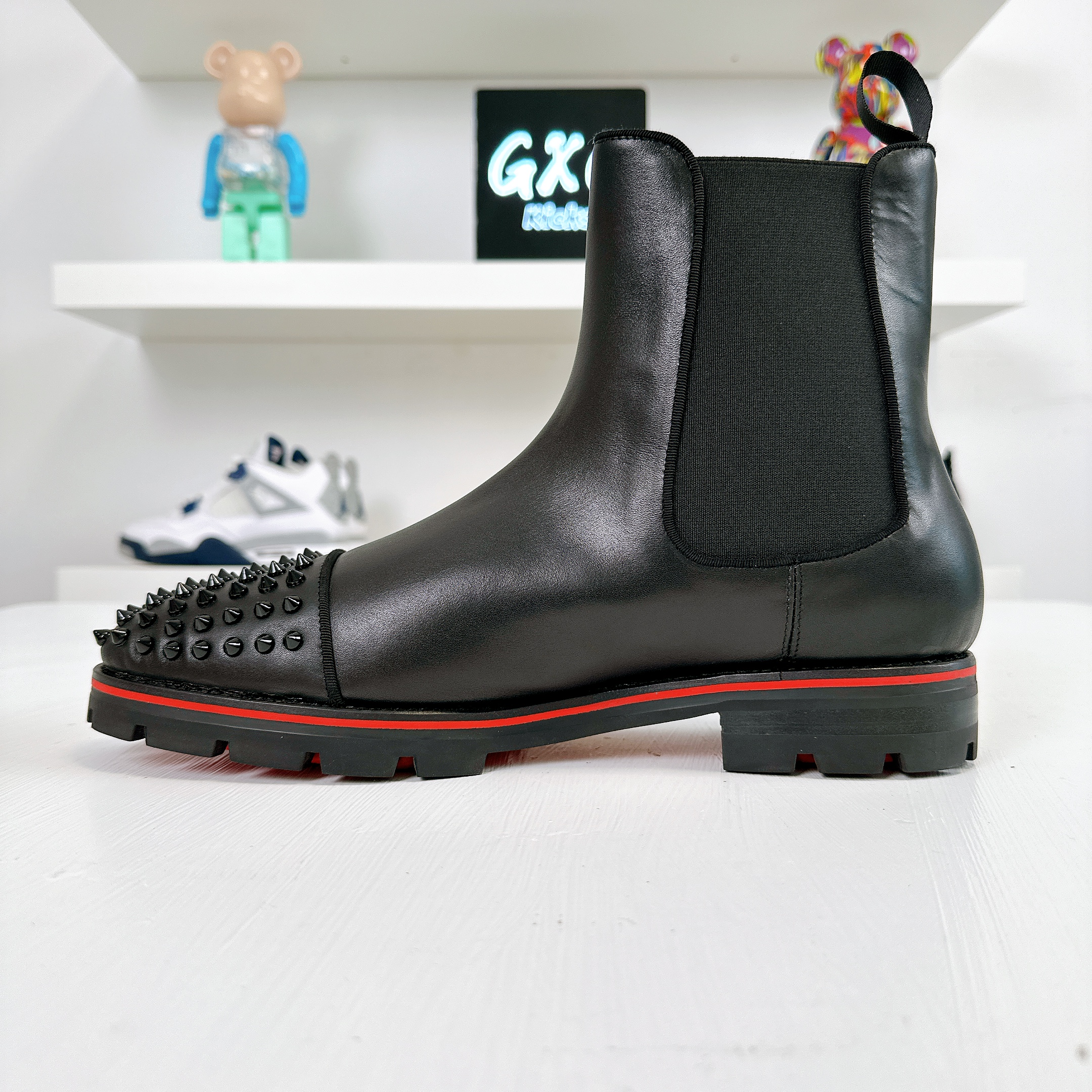 Christian Louboutin Spike Accents Leather Chelsea Boots - Black Boots