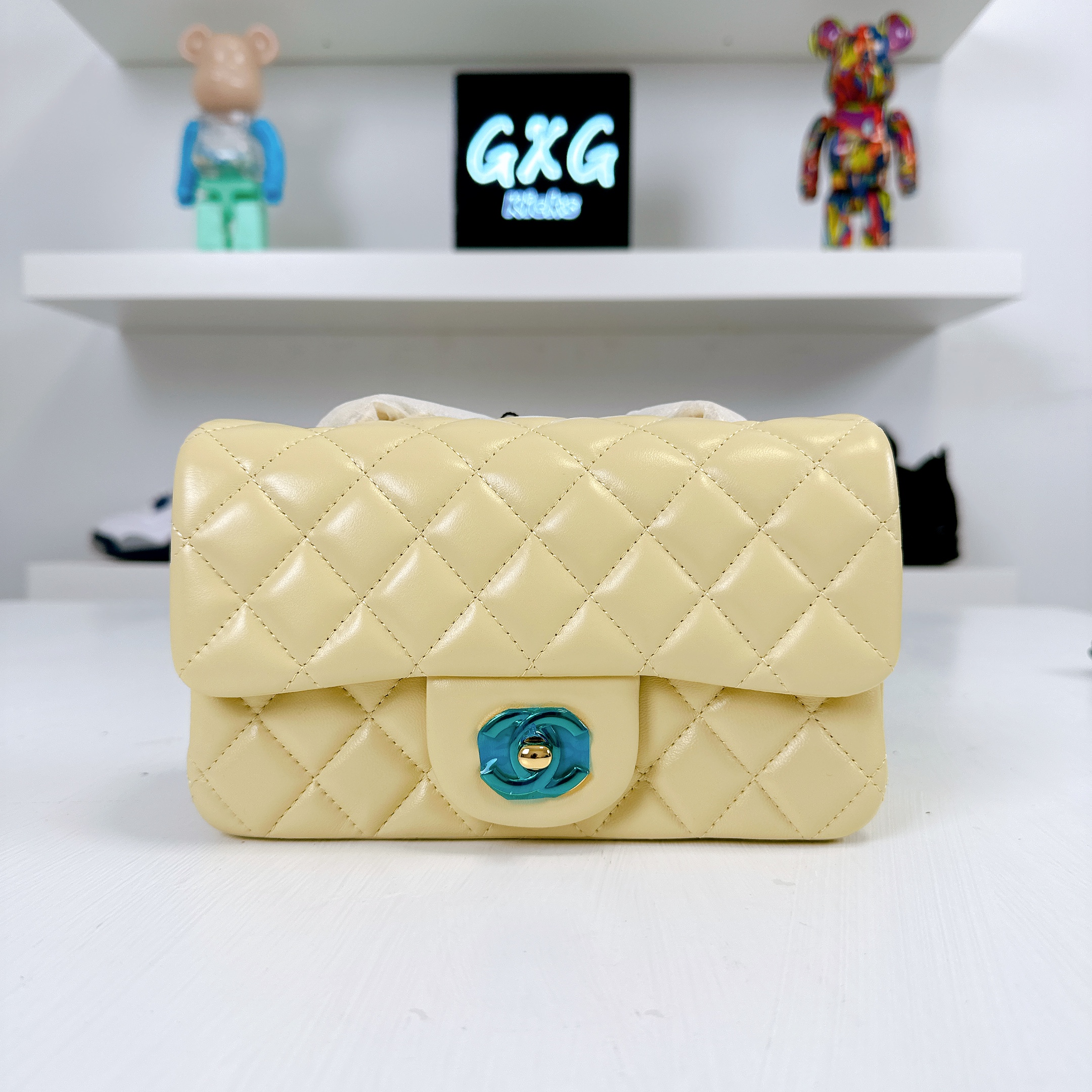 Chanel Quilted Lambskin Mini Sweet Camellia Adjustable Chain Square Flap Bag
