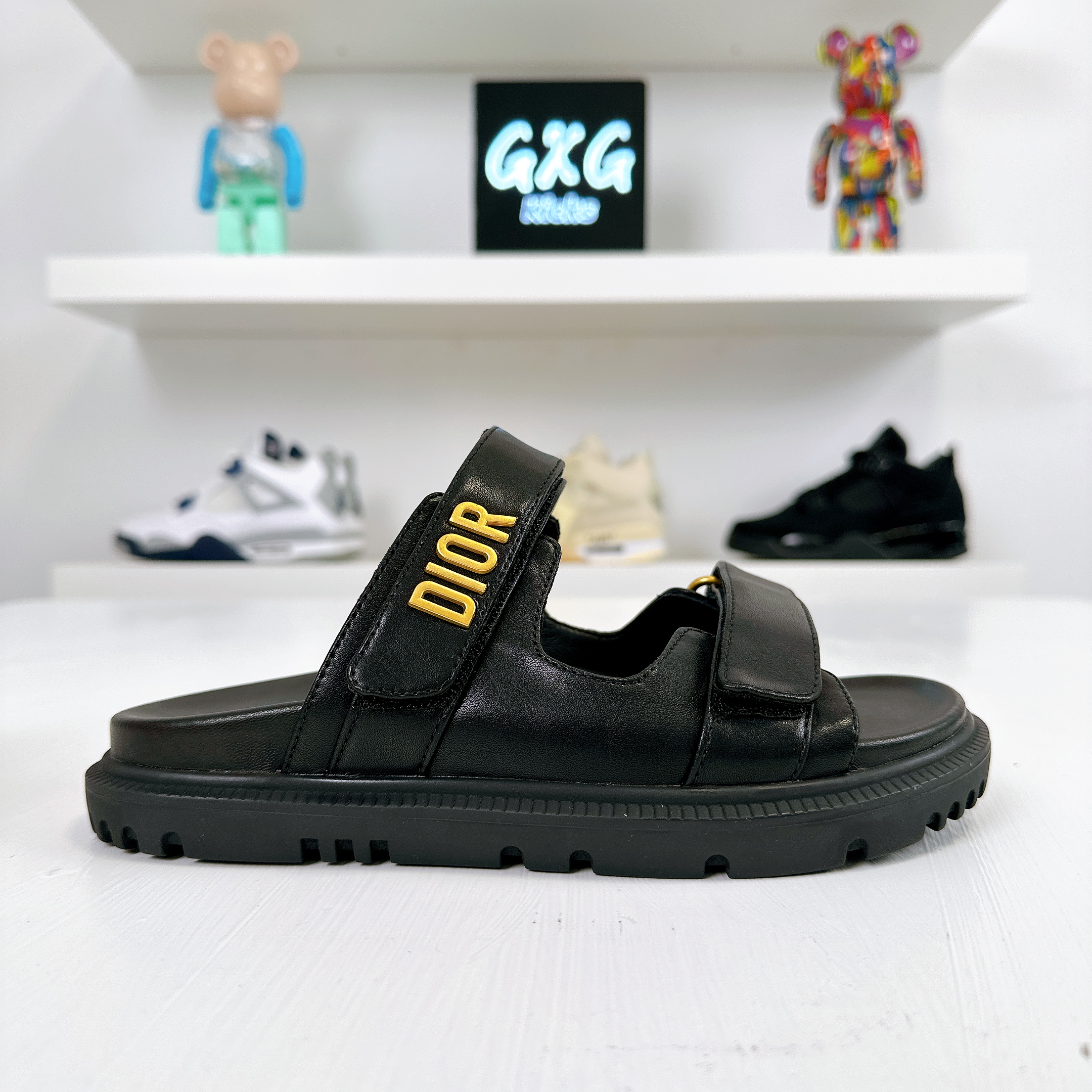 Dior Black Leather Dior Act Flat Sandals