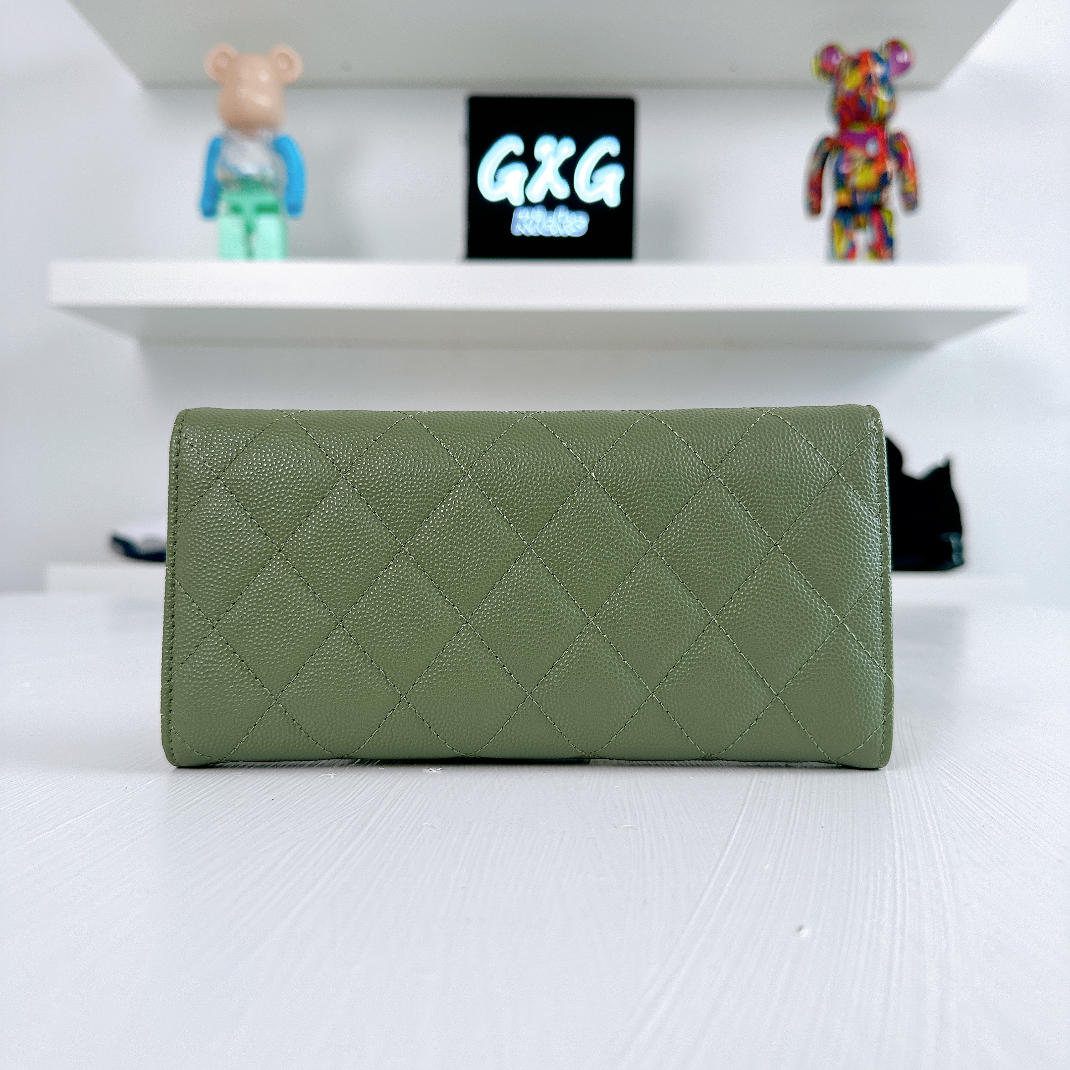 CHANEL Caviar Quilted Wallet On Chain WOC Dark Green