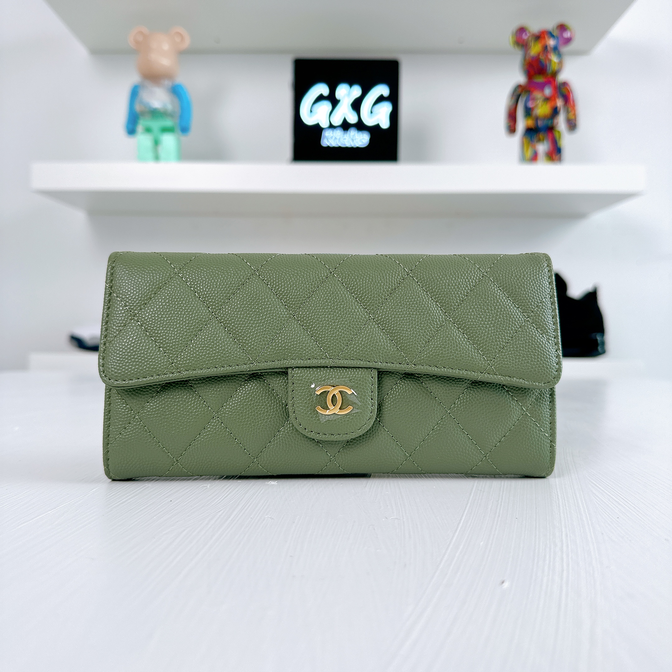 CHANEL Caviar Quilted Wallet On Chain WOC Dark Green