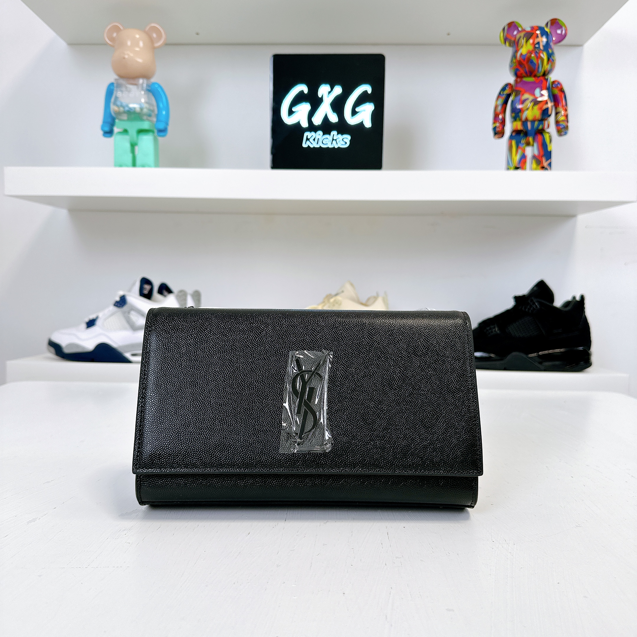 Saint Laurent Black Leather Kate Clutch