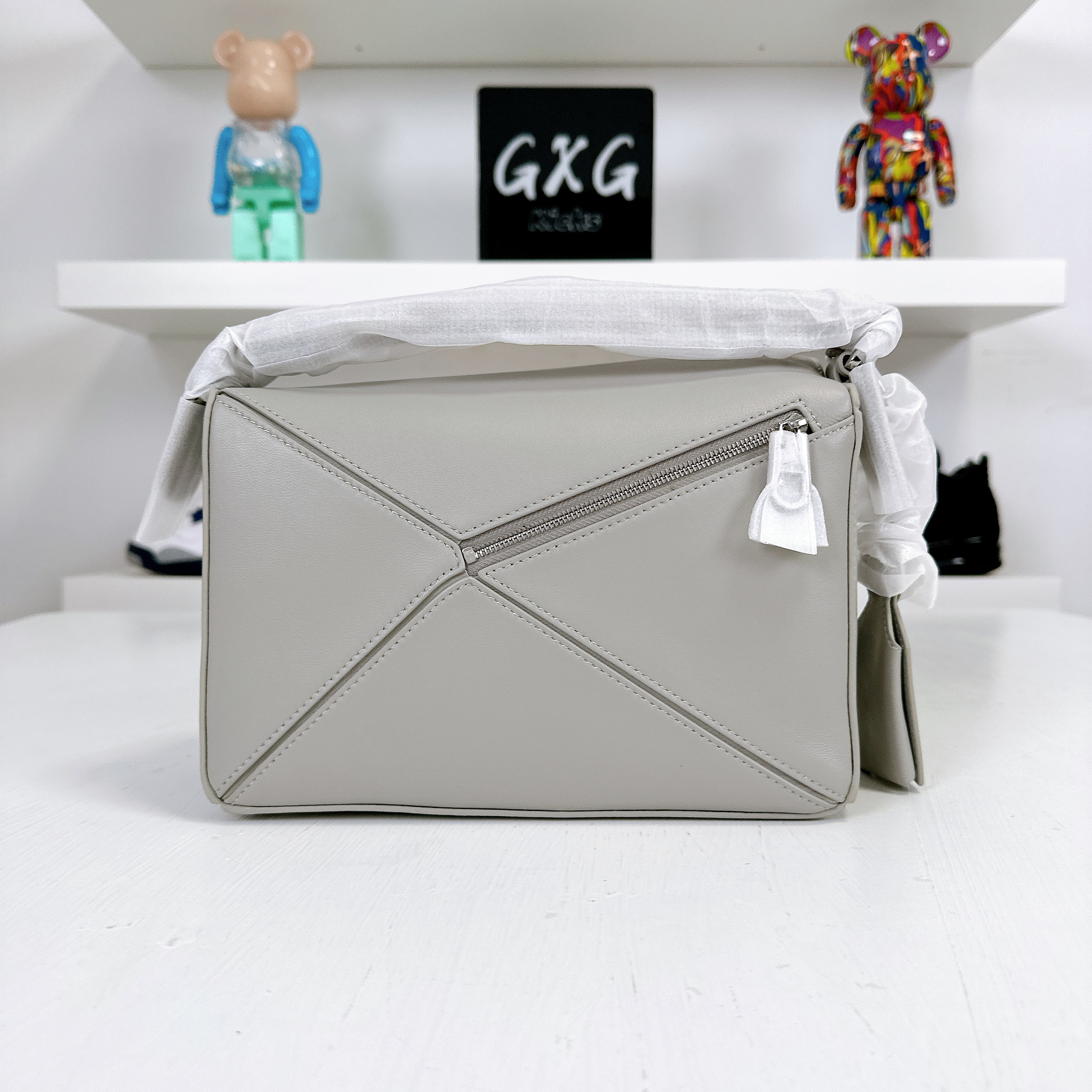 LOEWE Calfskin Small Puzzle Bag Pearl Grey