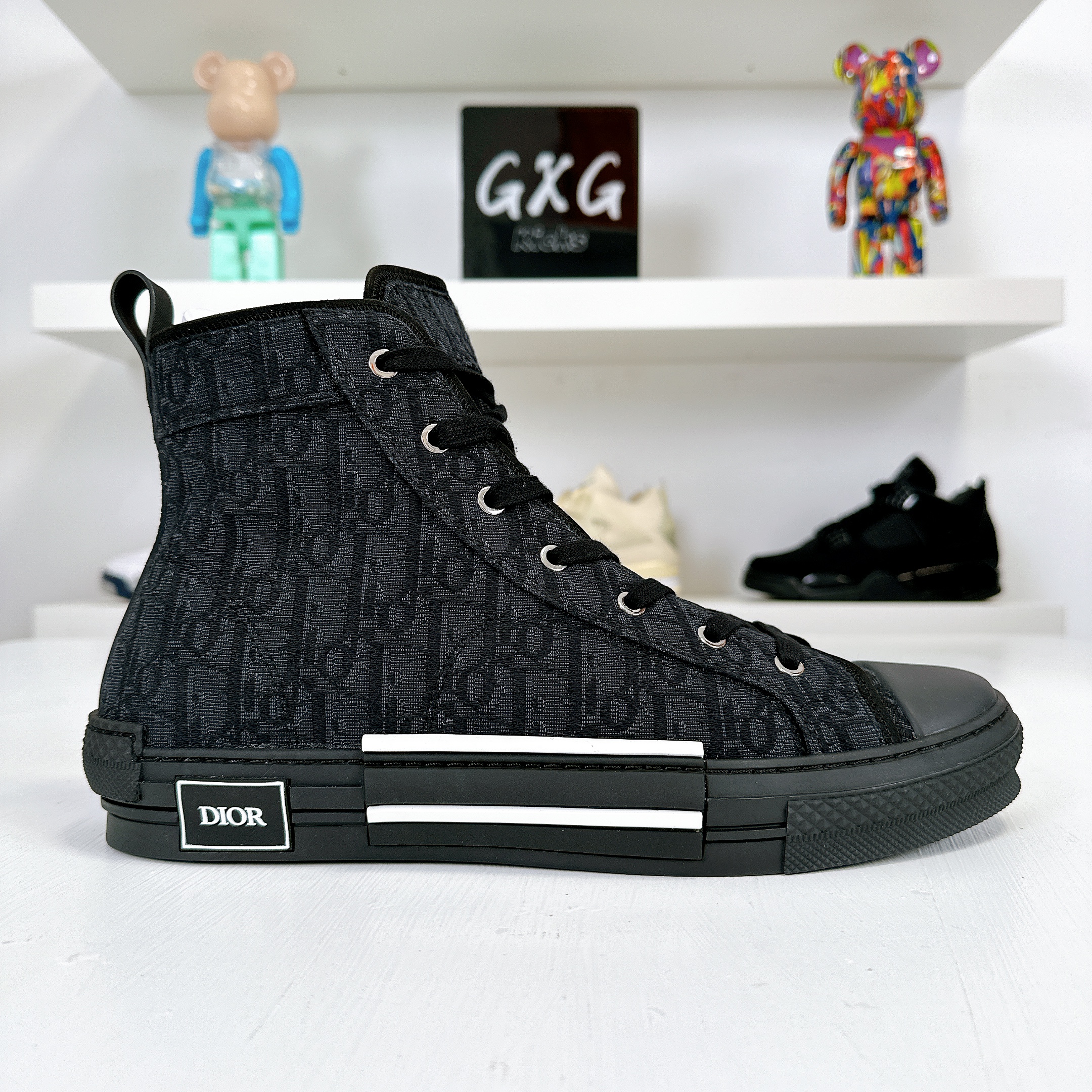 B23 leather high trainers Dior Black