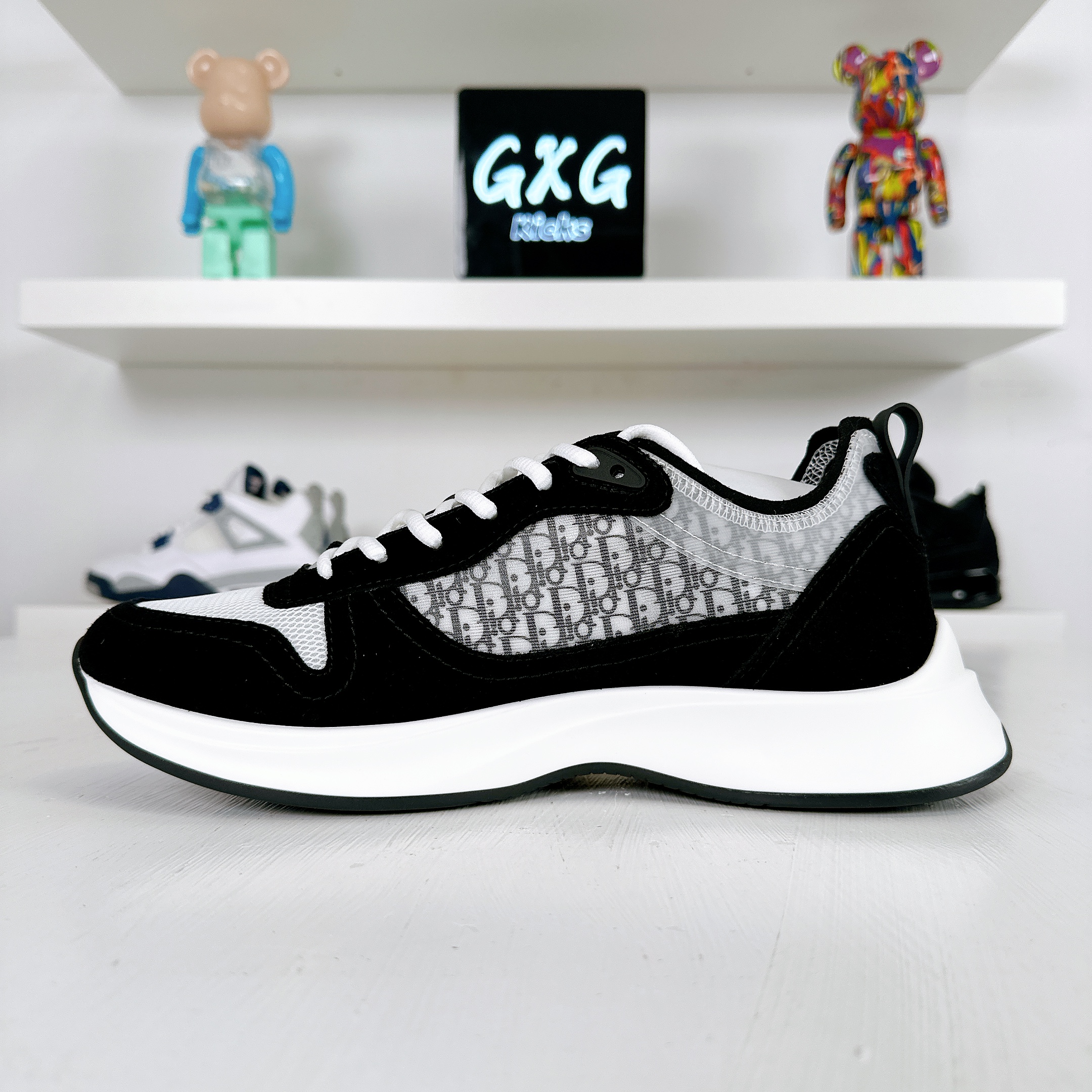 Dior BlackWhite Suede And Fabric B25 Lace Up Sneakers