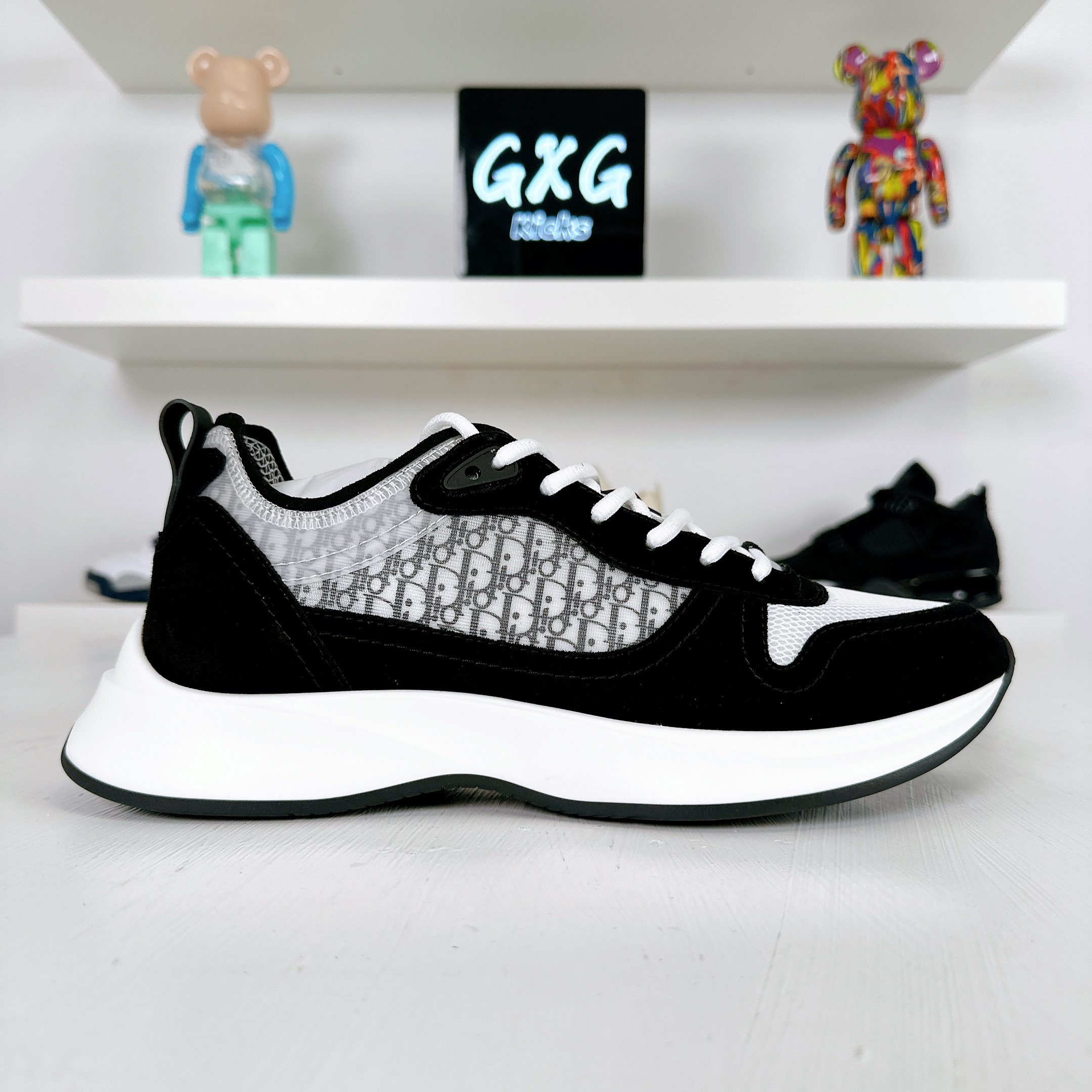 Dior BlackWhite Suede And Fabric B25 Lace Up Sneakers