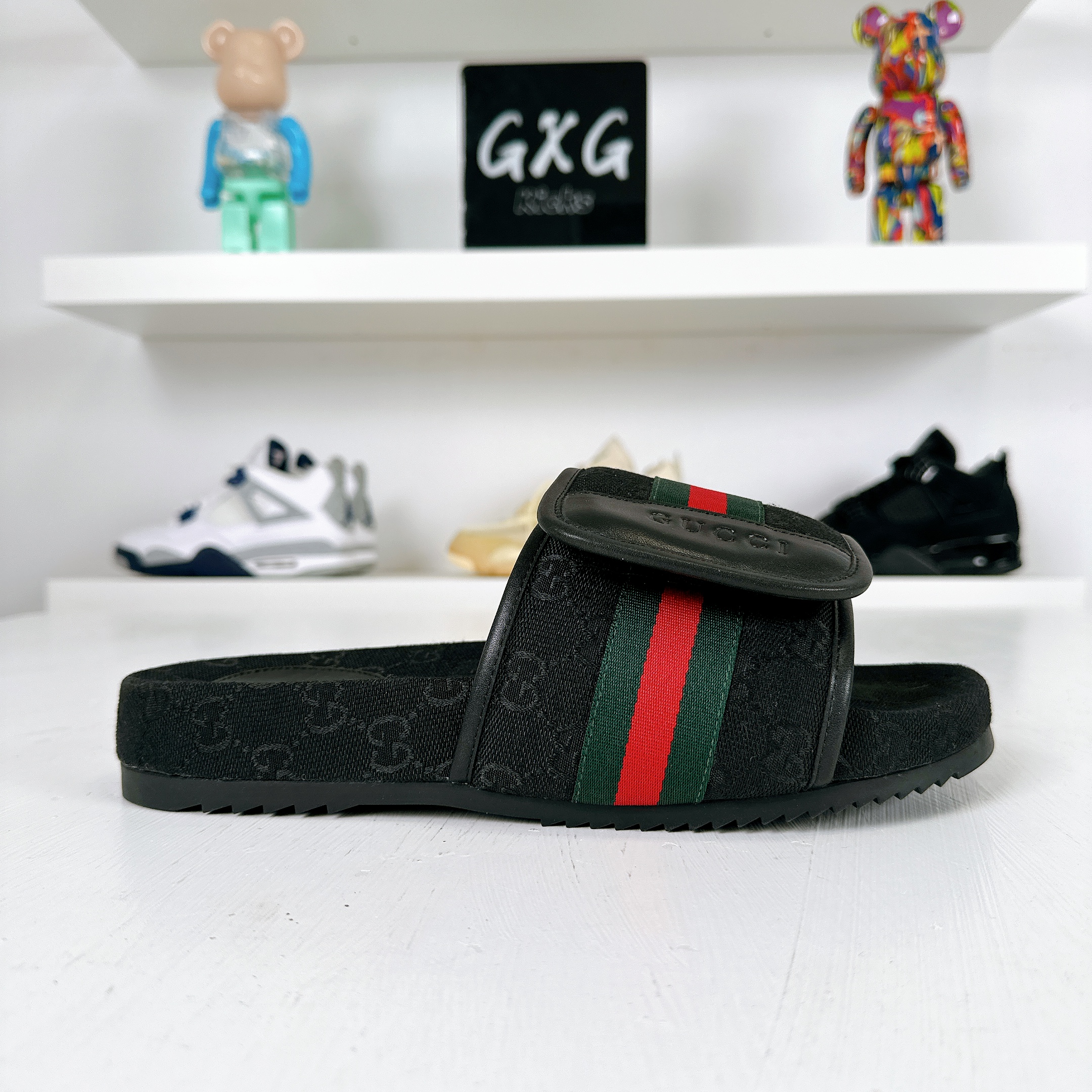 Gucci Black Striped Sandals