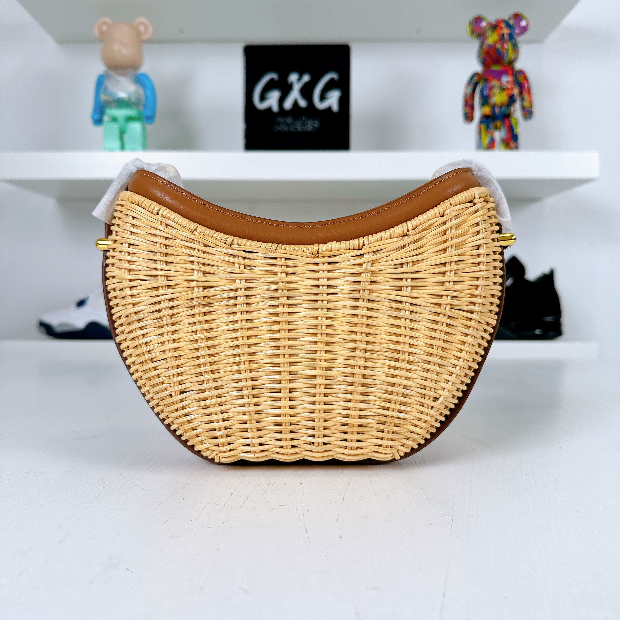 Prada Wicker And Leather Arque Bag in Brown