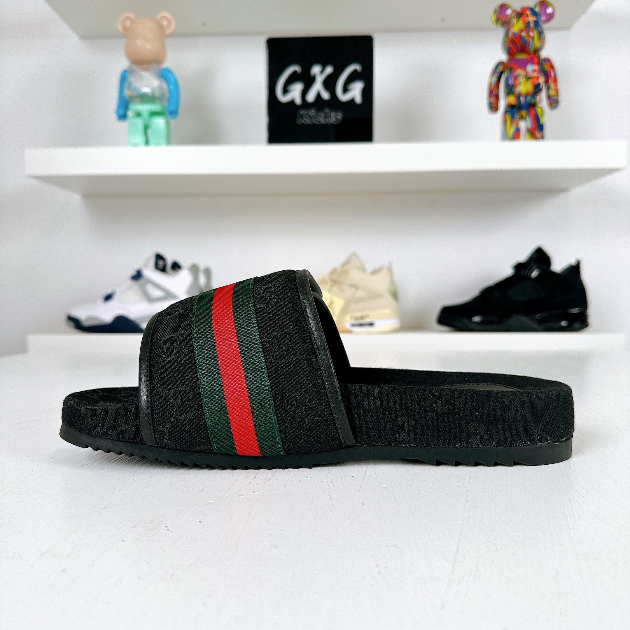 Gucci Black Striped Sandals