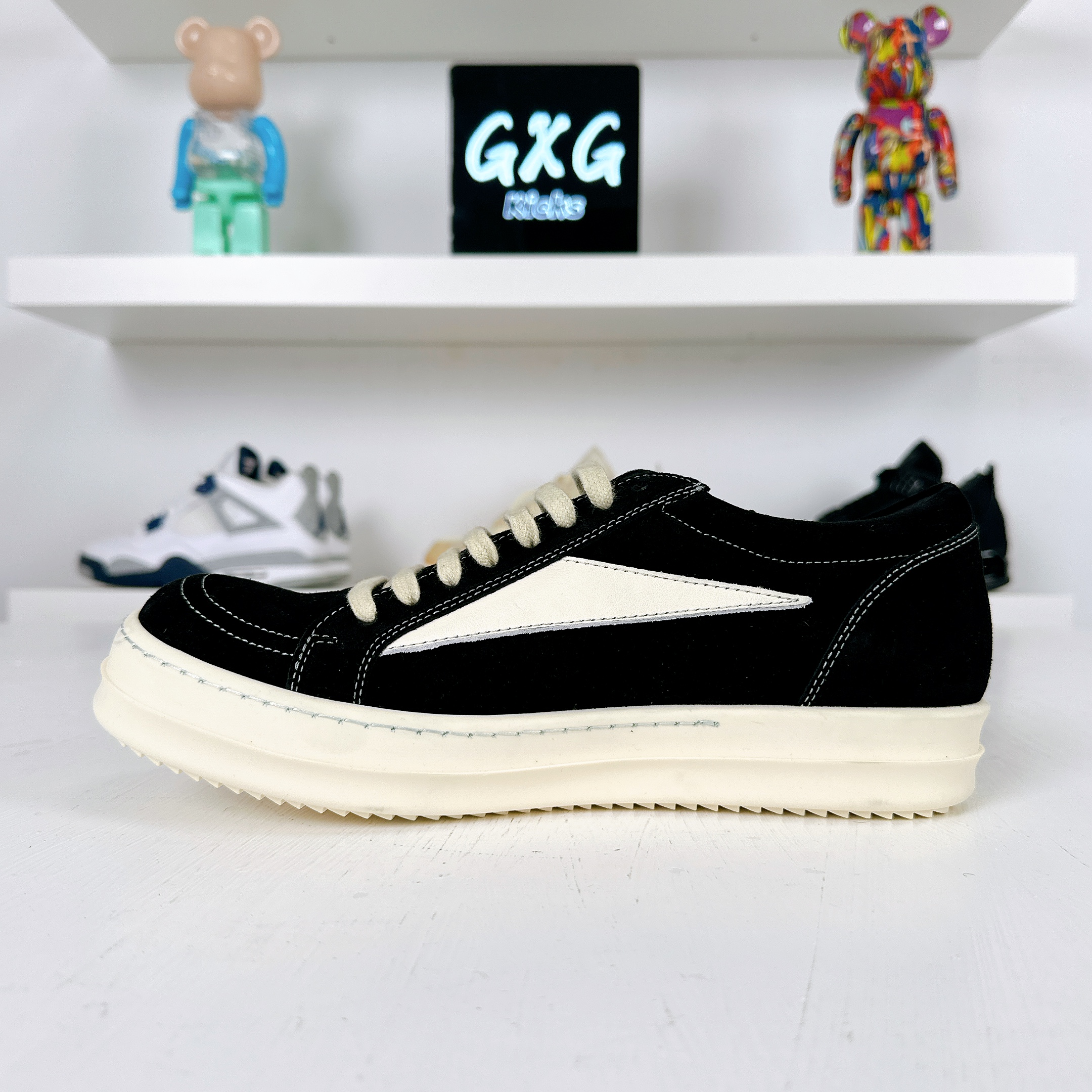 Rick Owens EDFU Suede Leather Vintage Low 'Black Milk' - RU01C4897 LVSLPO 911