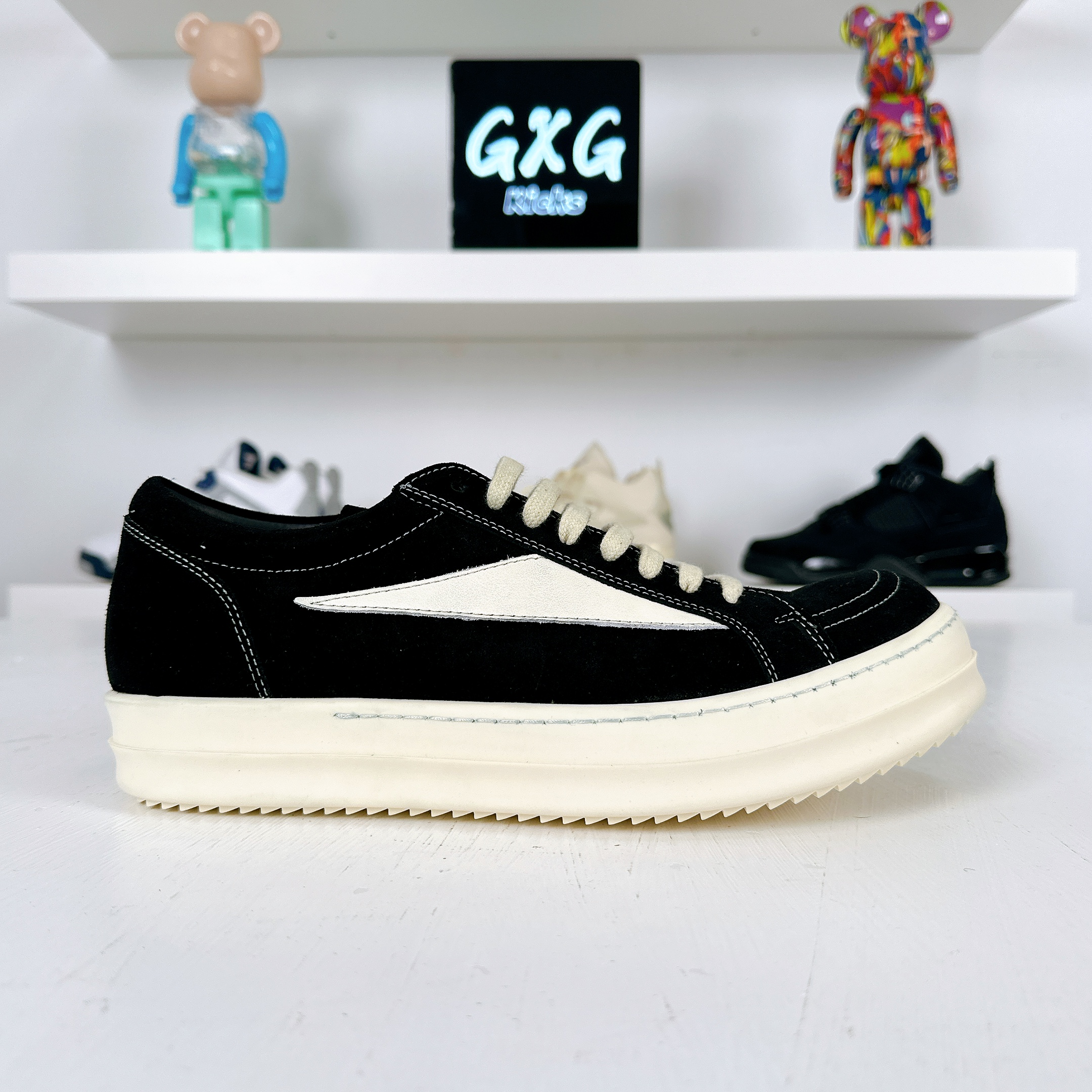 Rick Owens EDFU Suede Leather Vintage Low 'Black Milk' - RU01C4897 LVSLPO 911