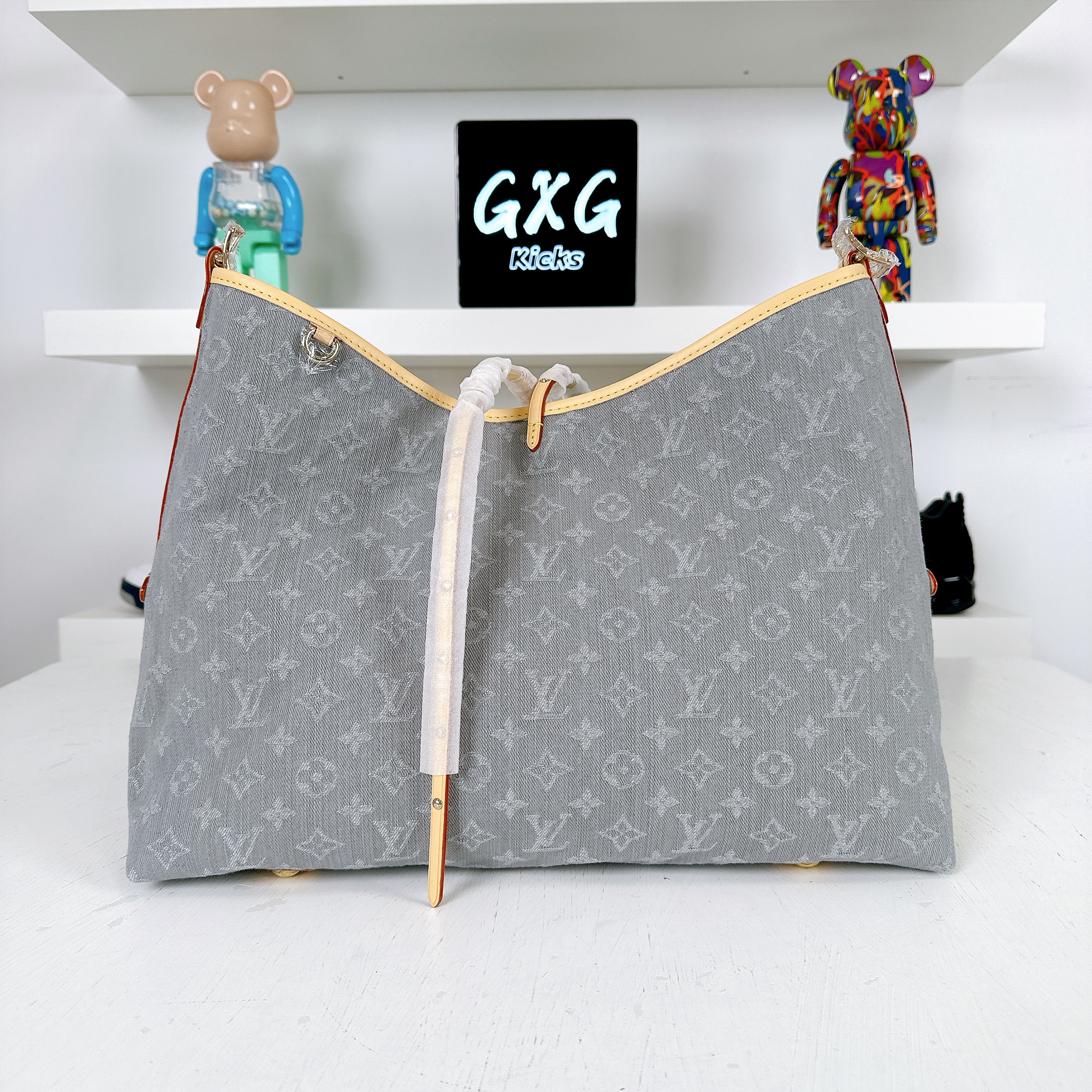 LOUIS VUITTON Monogram Denim CarryAll MM Washed Gray