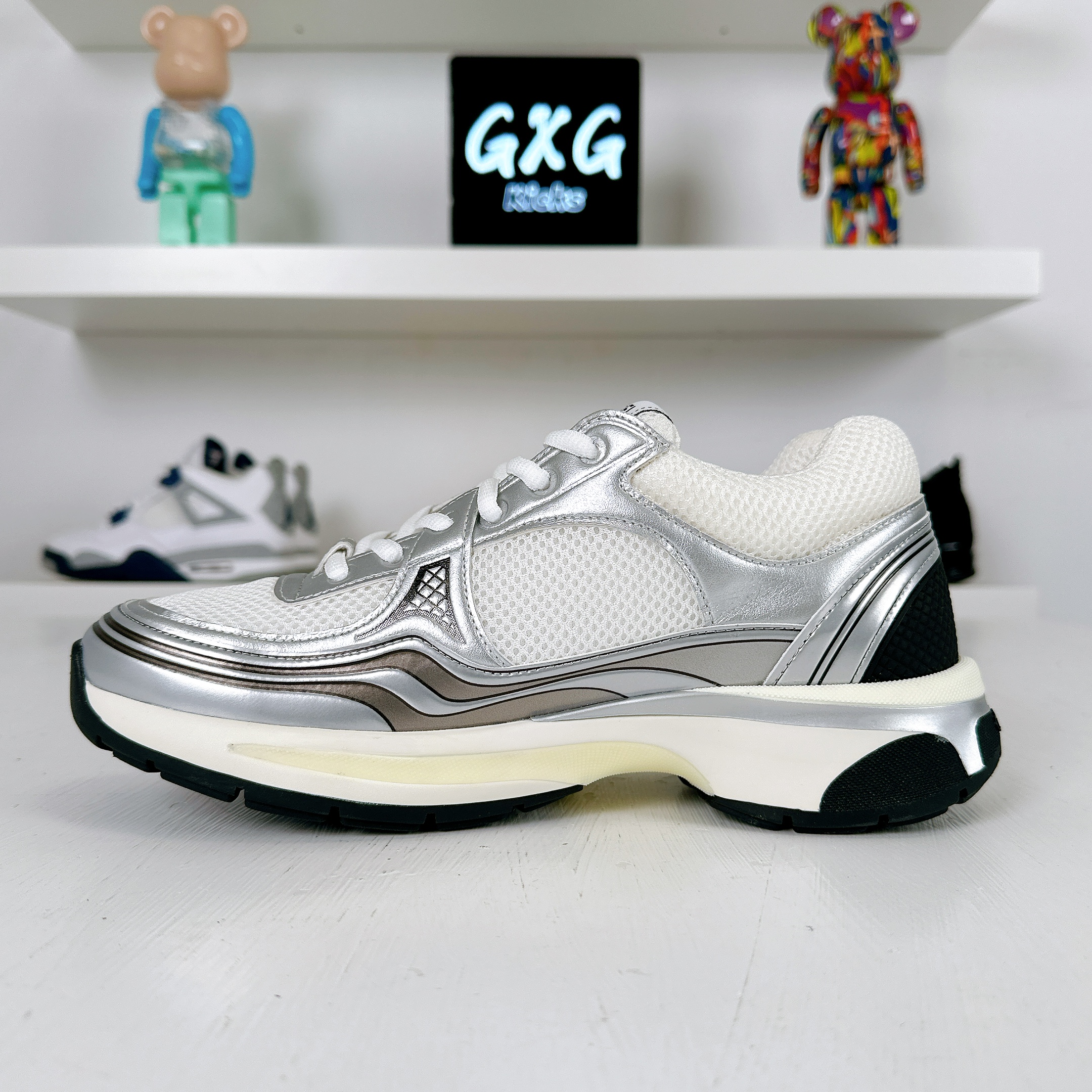 Chanel Wmns CC Logo Sneaker 'White Silver'