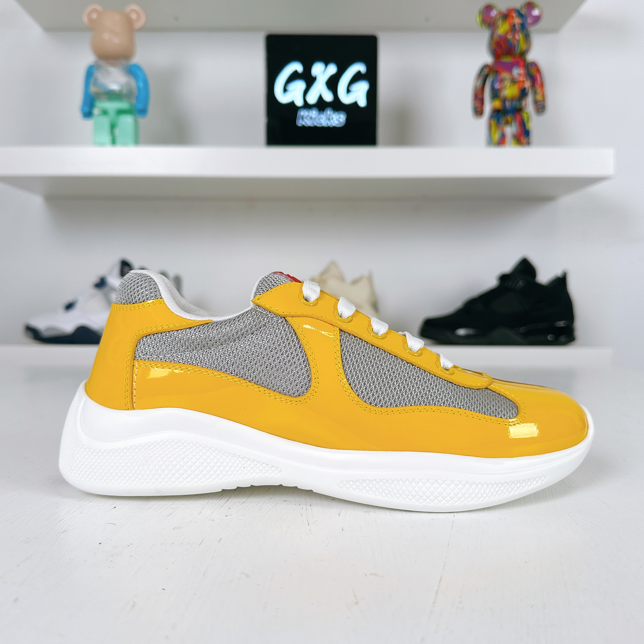 PRADA Patent America's Cup Patchwork Sneakers