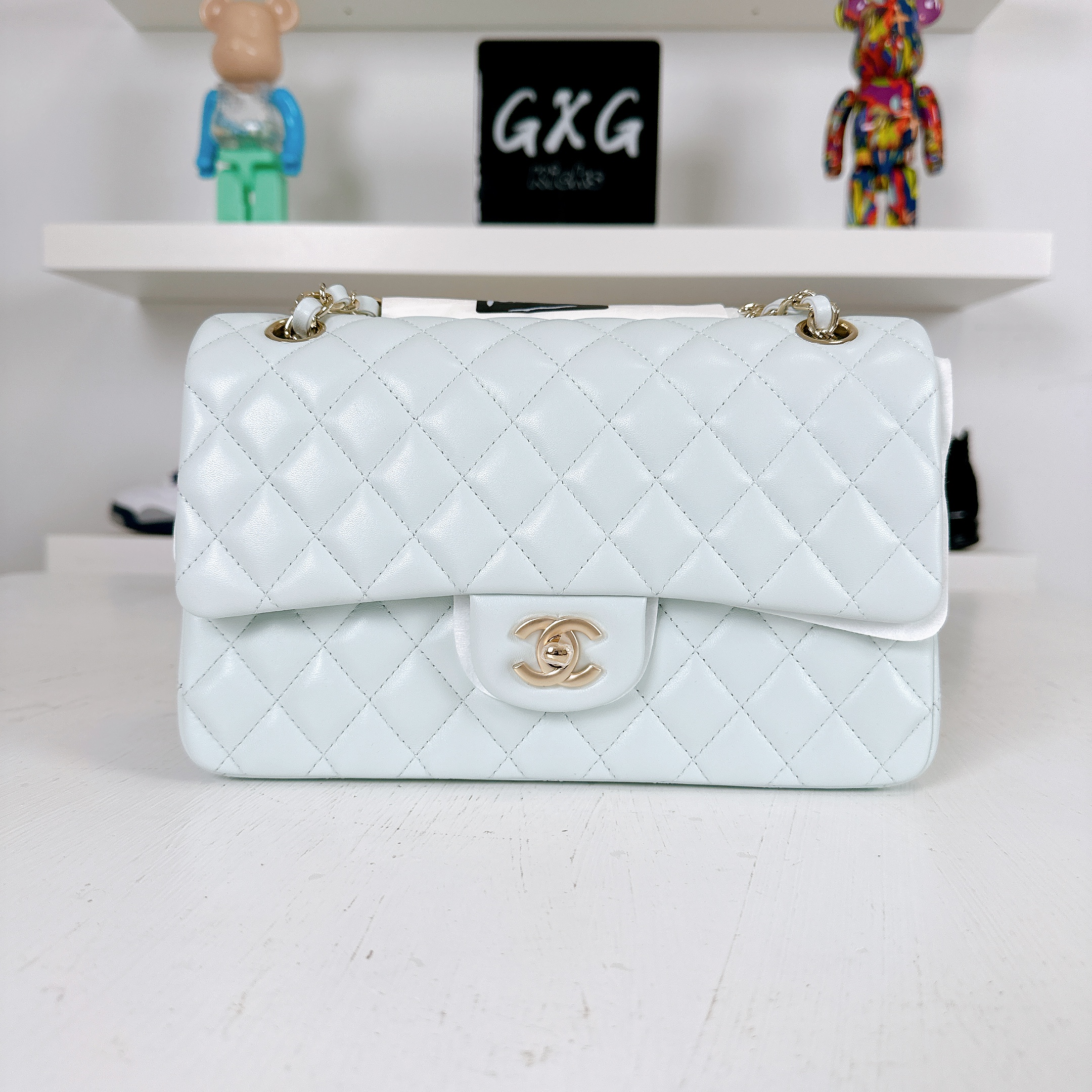 Chanel Green Iridescent Quilted Leather Medium Classic Double Flap Bag