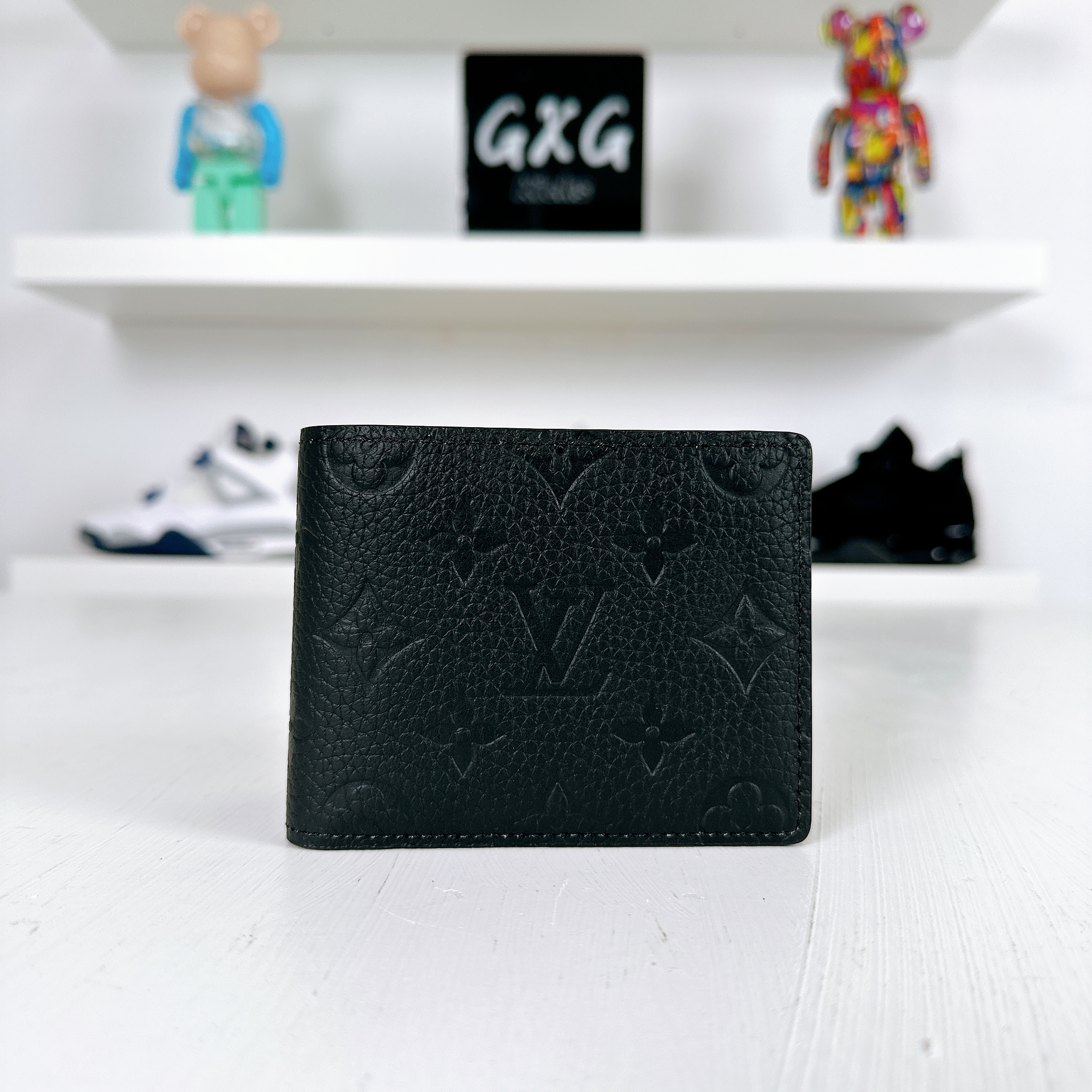 LOUIS VUITTON Calfskin Monogram Shadow Multiple Wallet Black
