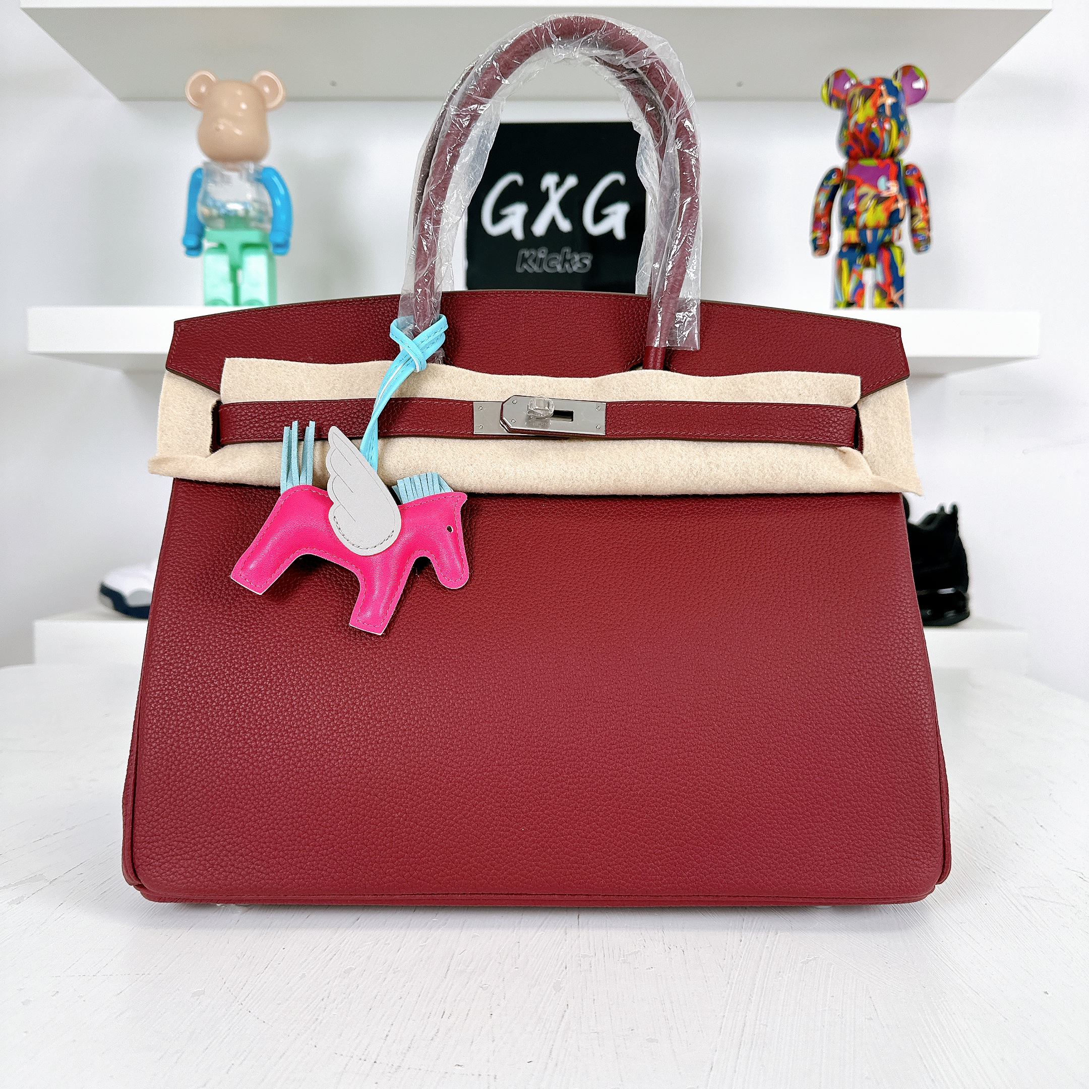 Acapulco Hermès Birkin 30 Togo PHW Dark red Leather ref