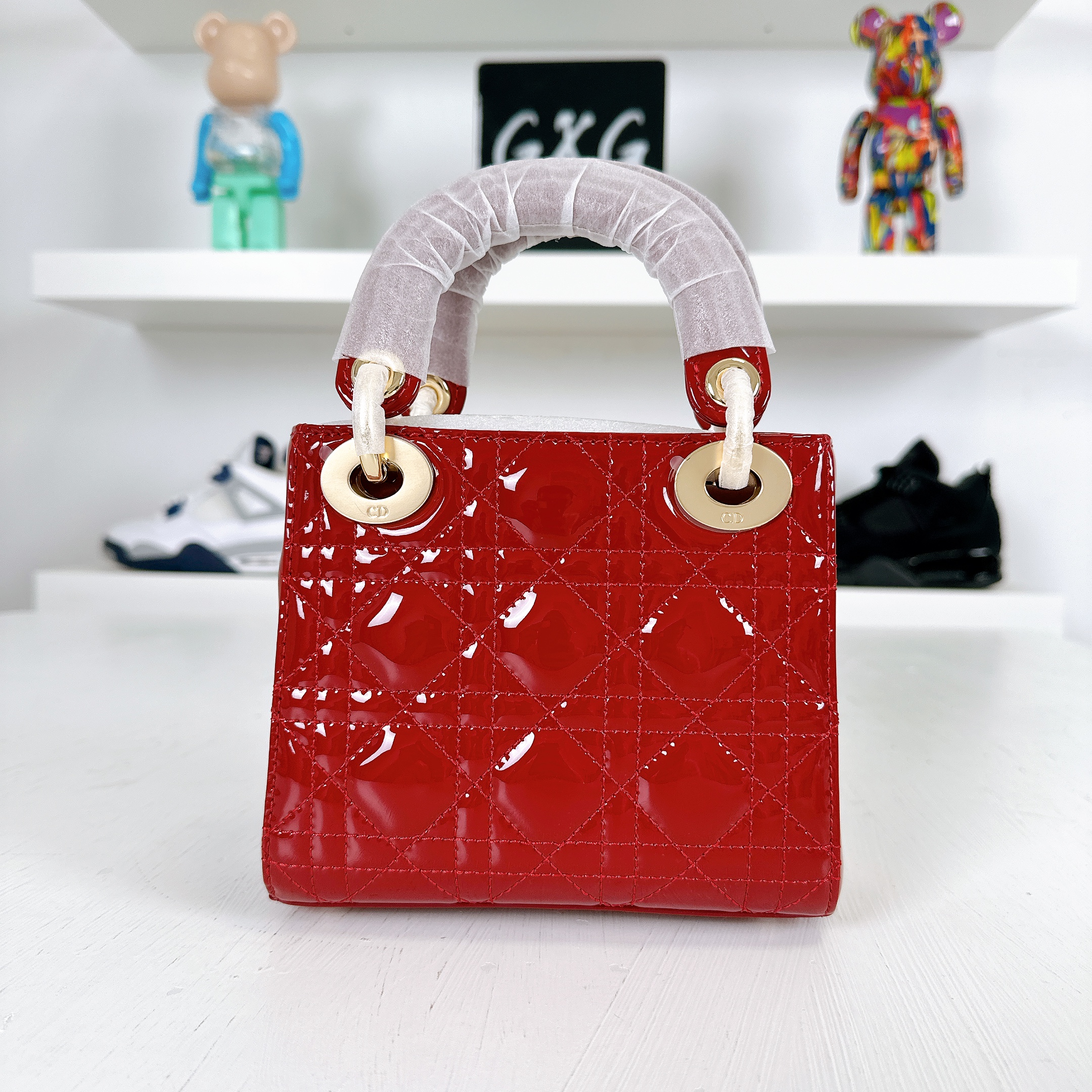 Dior Mini Lady Dior Patent Calfskin Red
