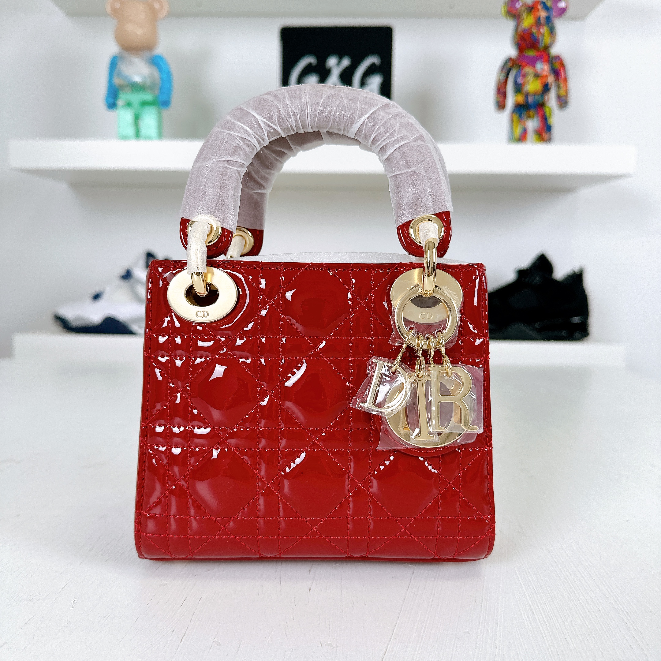 Dior Mini Lady Dior Patent Calfskin Red