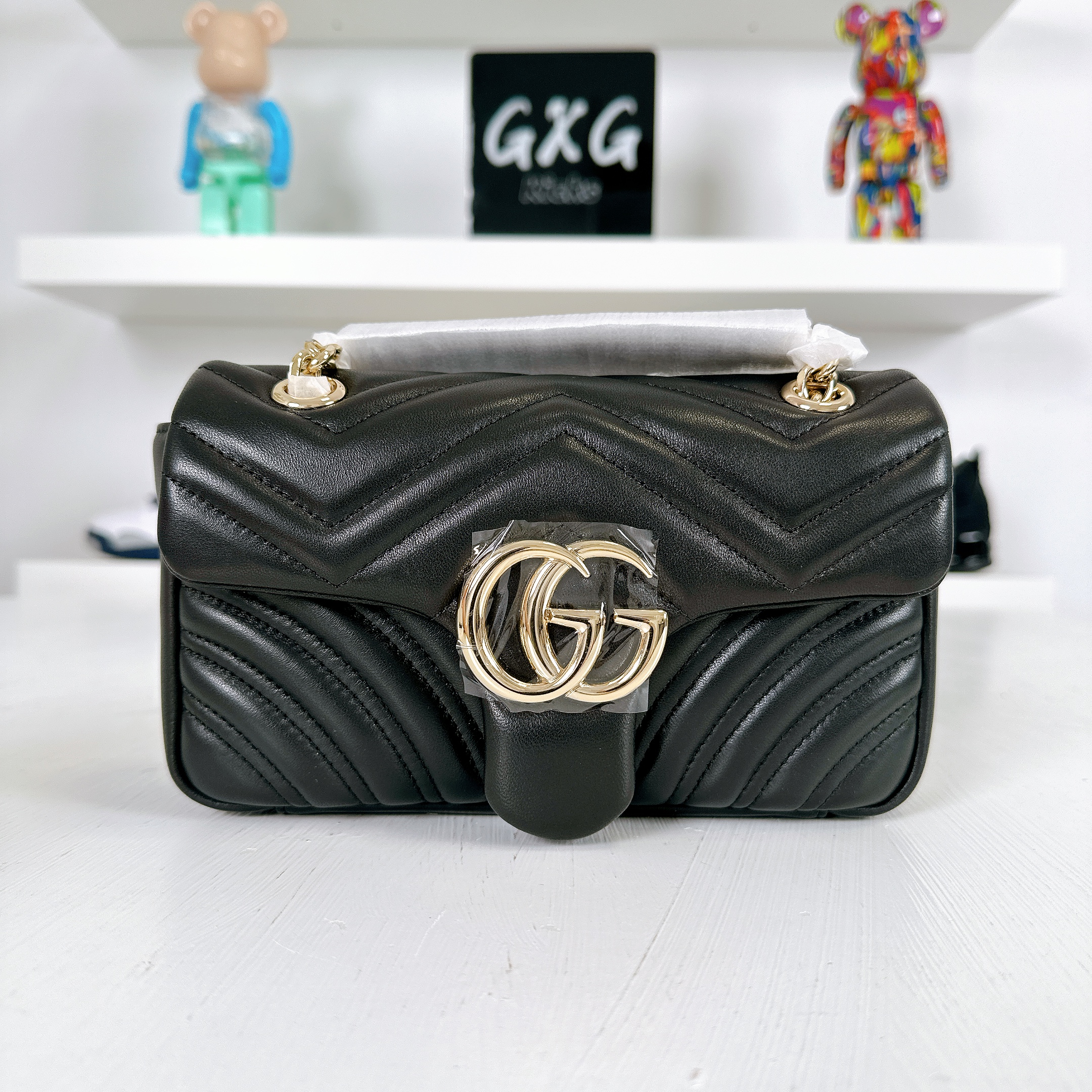 GUCCI GG Marmont small shoulder bag in black leather