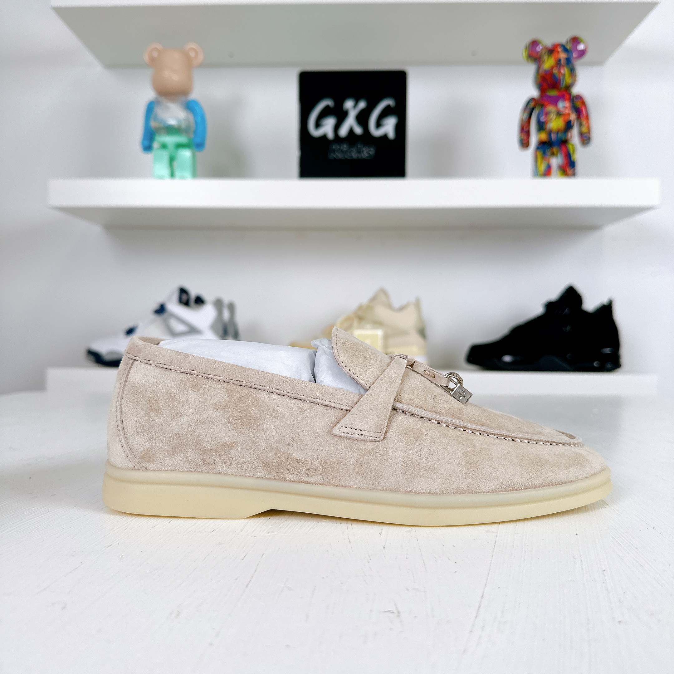 Loro Piana Beige Suede Summer Charms Walk Loafers