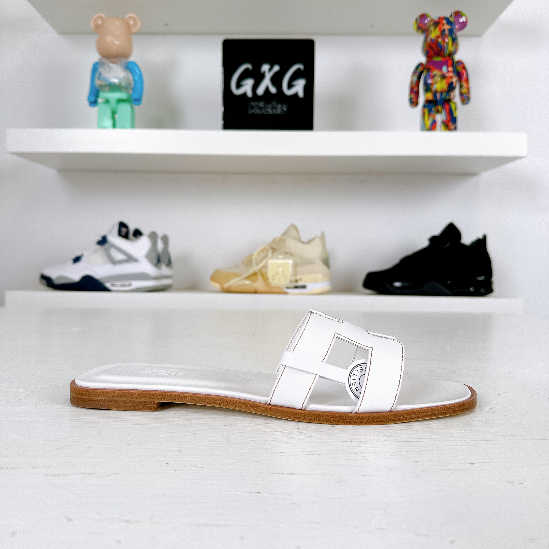 Hermes Oran Sandal Blanc Box Calfskin Leather