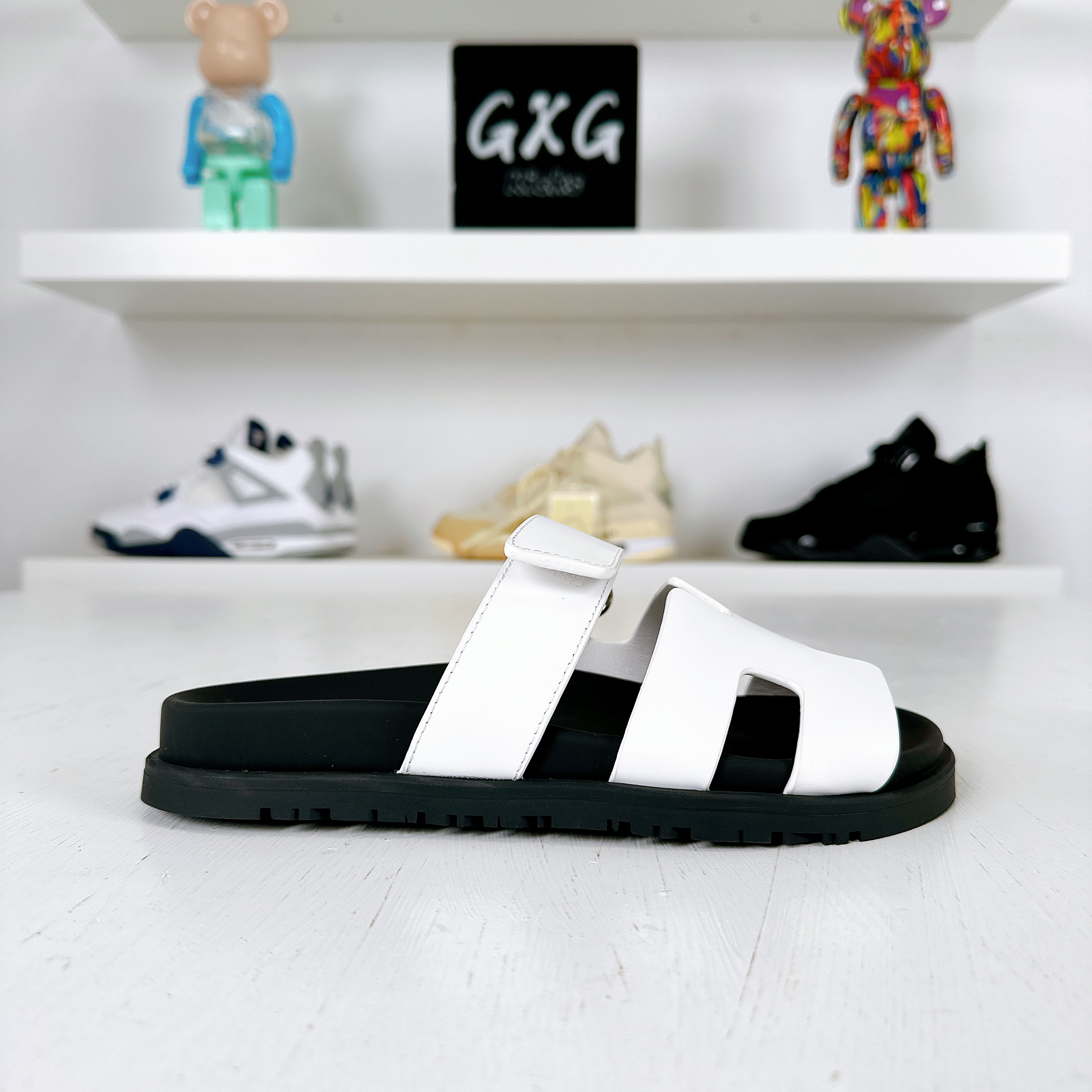 Hermes Women's Chypre Sandals Leather White