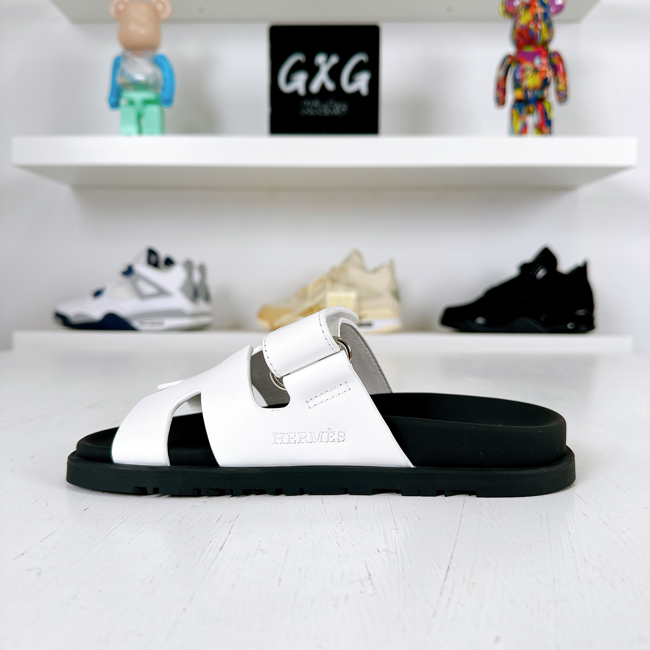 Hermes Women's Chypre Sandals Leather White