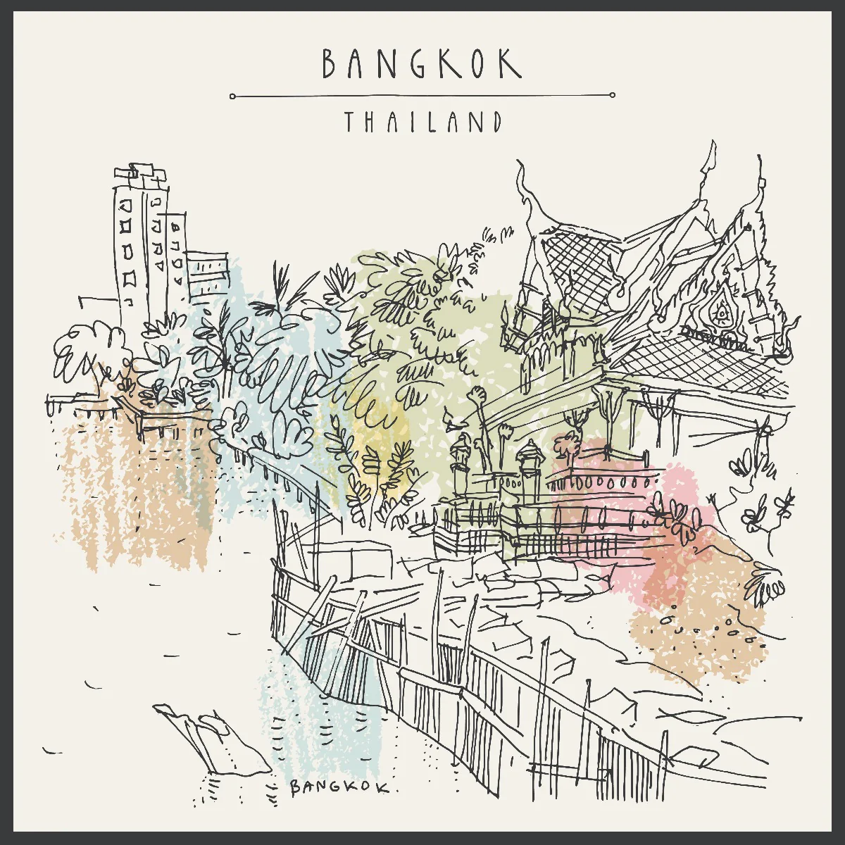 Bangkok Thailand Illustration juliste