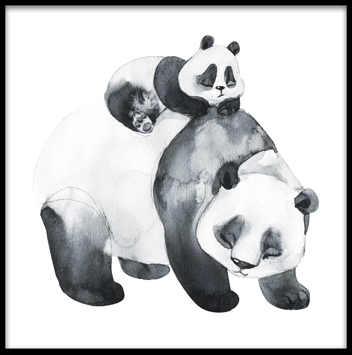 Panda Family Watercolor juliste