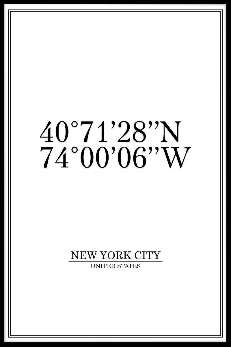New York City Coordinates juliste