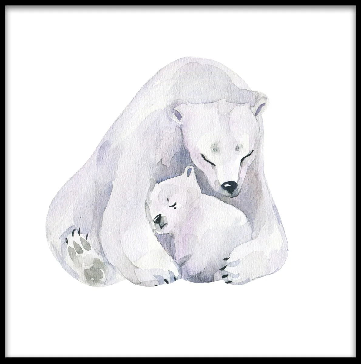 Polar Bear Love Watercolor juliste
