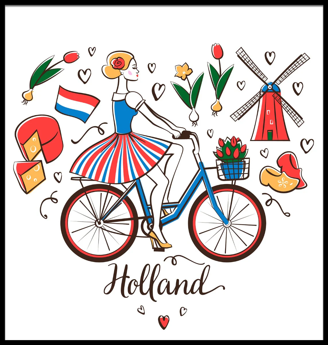 Bicycle Holland Illustration juliste