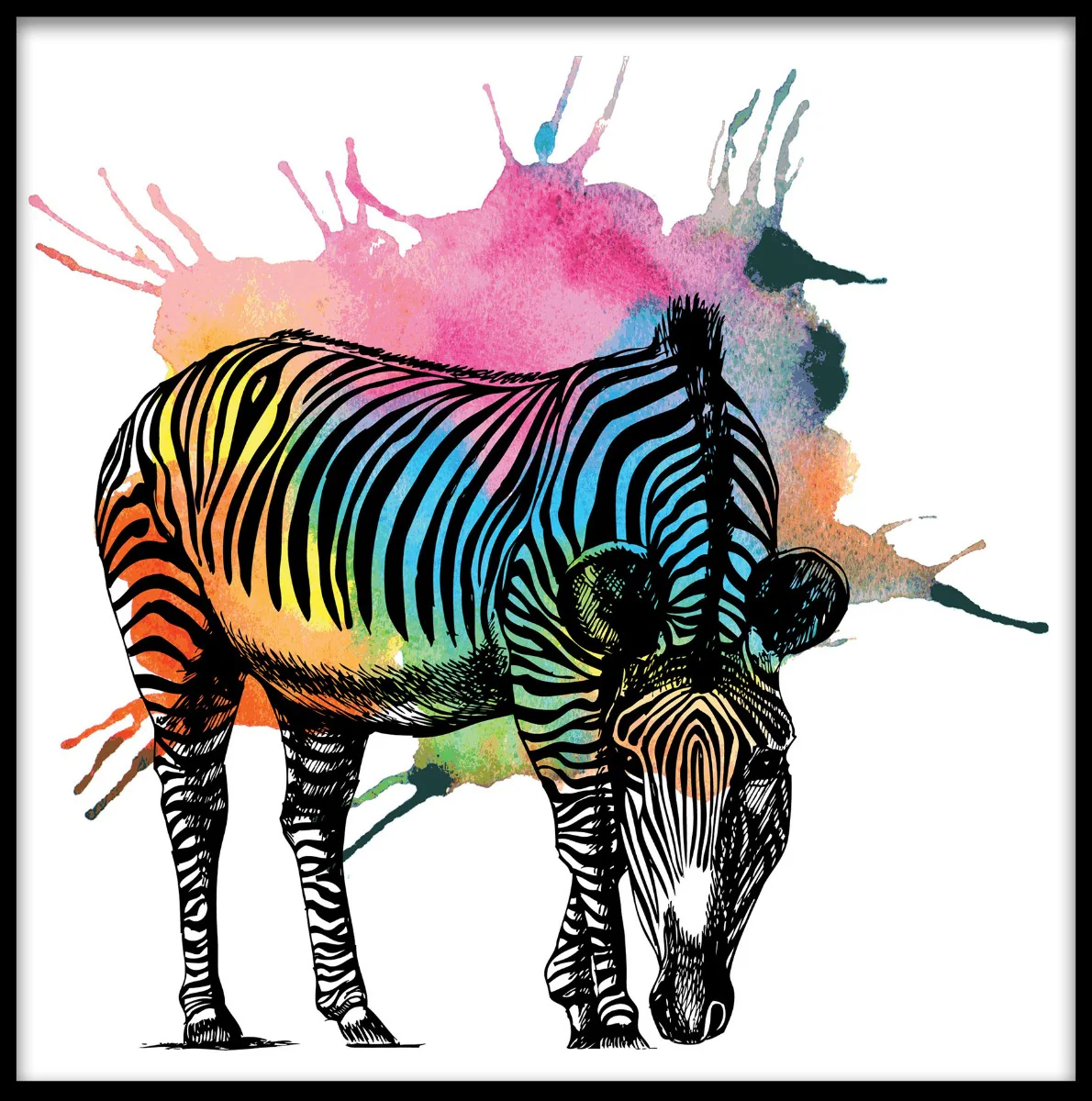 Zebra Colorful Abstract juliste