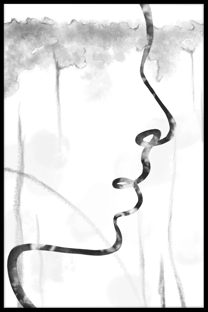 Abstract Face Line Art juliste