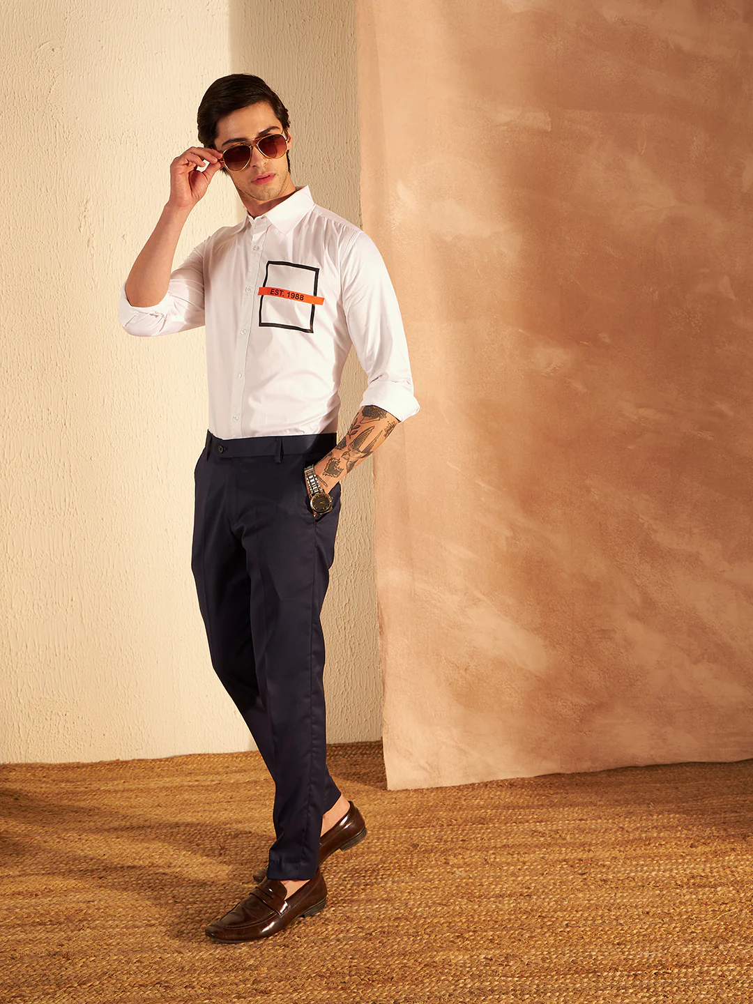 White: Full Sleeves Clubwear Shirt