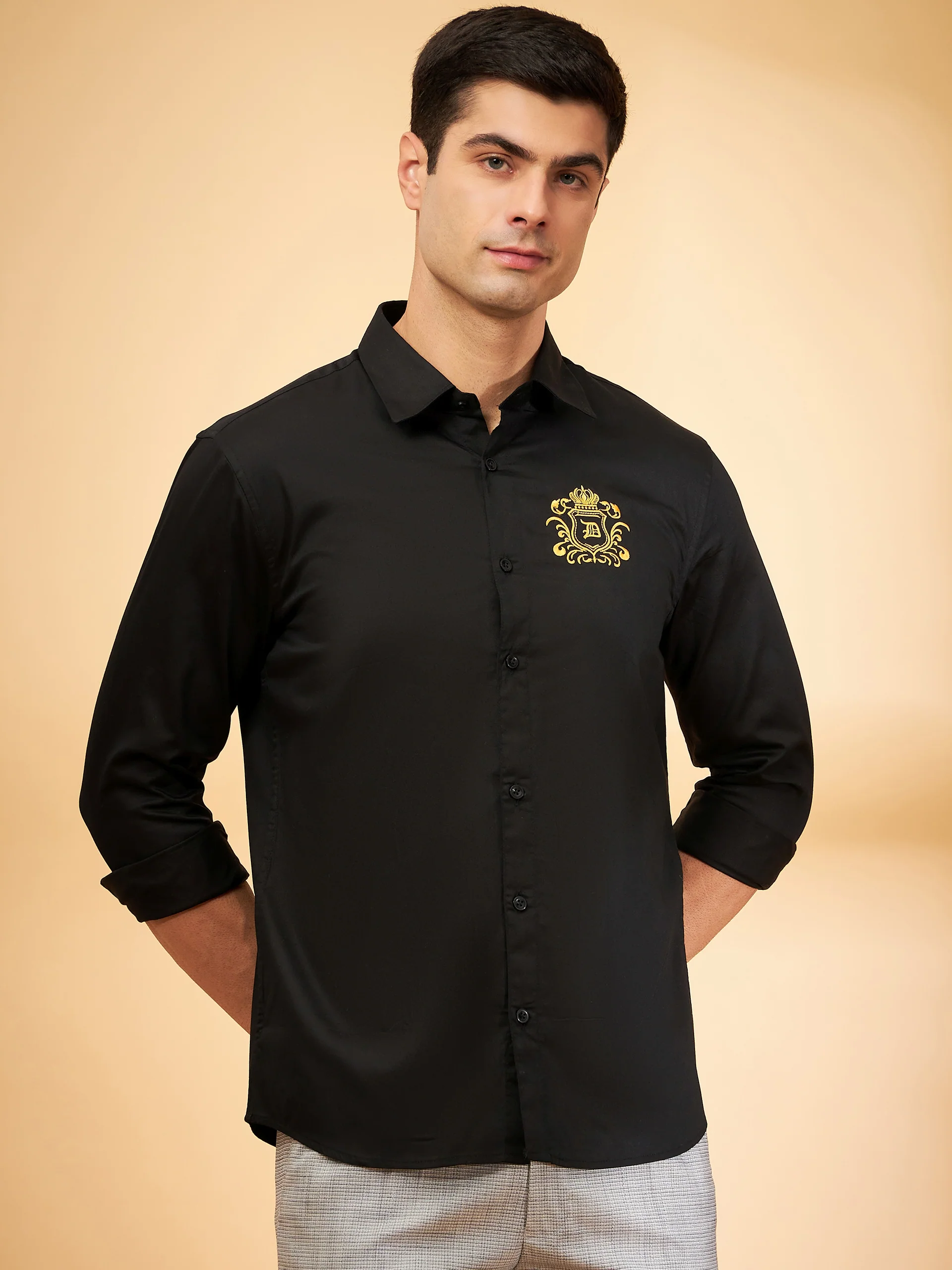 Black: full Sleeves Partywear Shirt