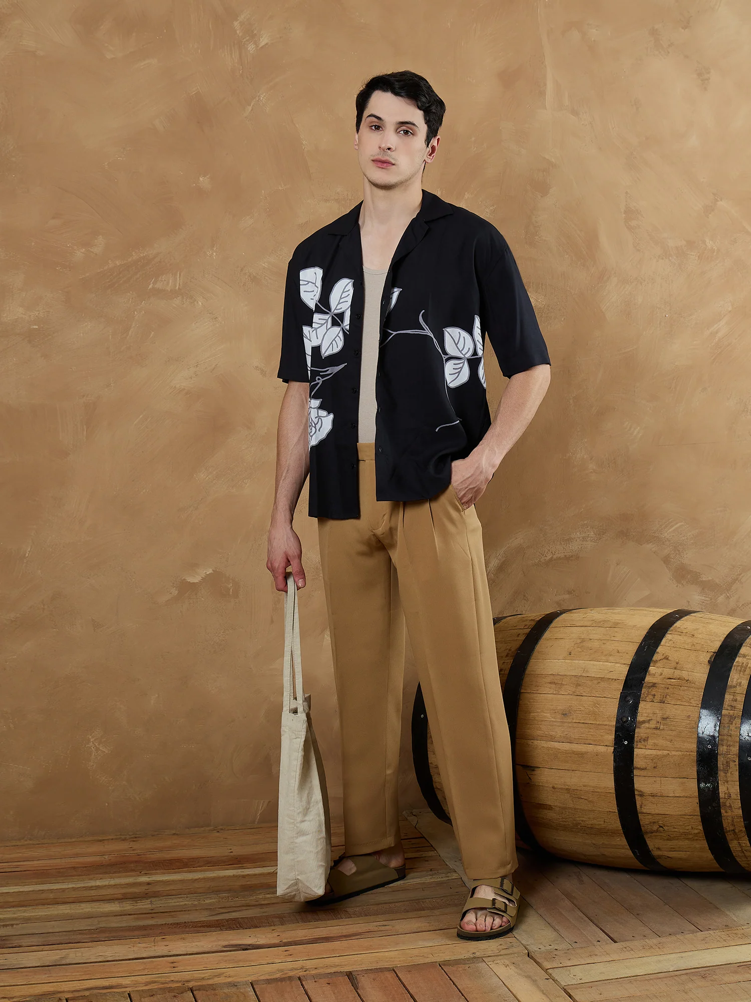 Black: Placement Printed Shirt