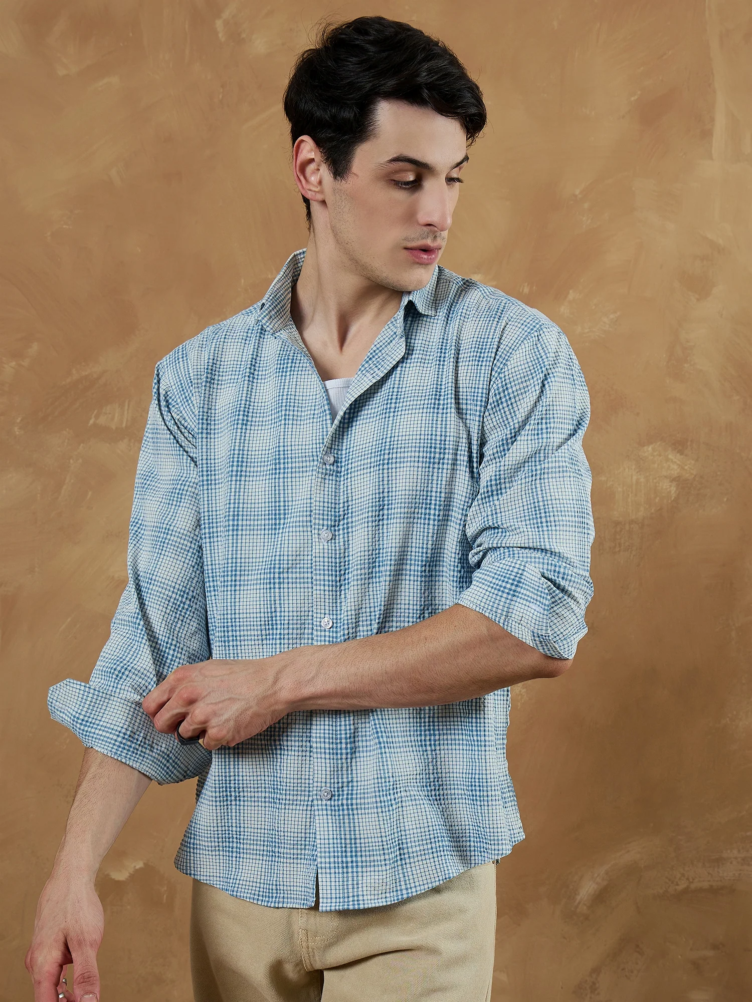 Blue & White: Micro Checkered Shirt